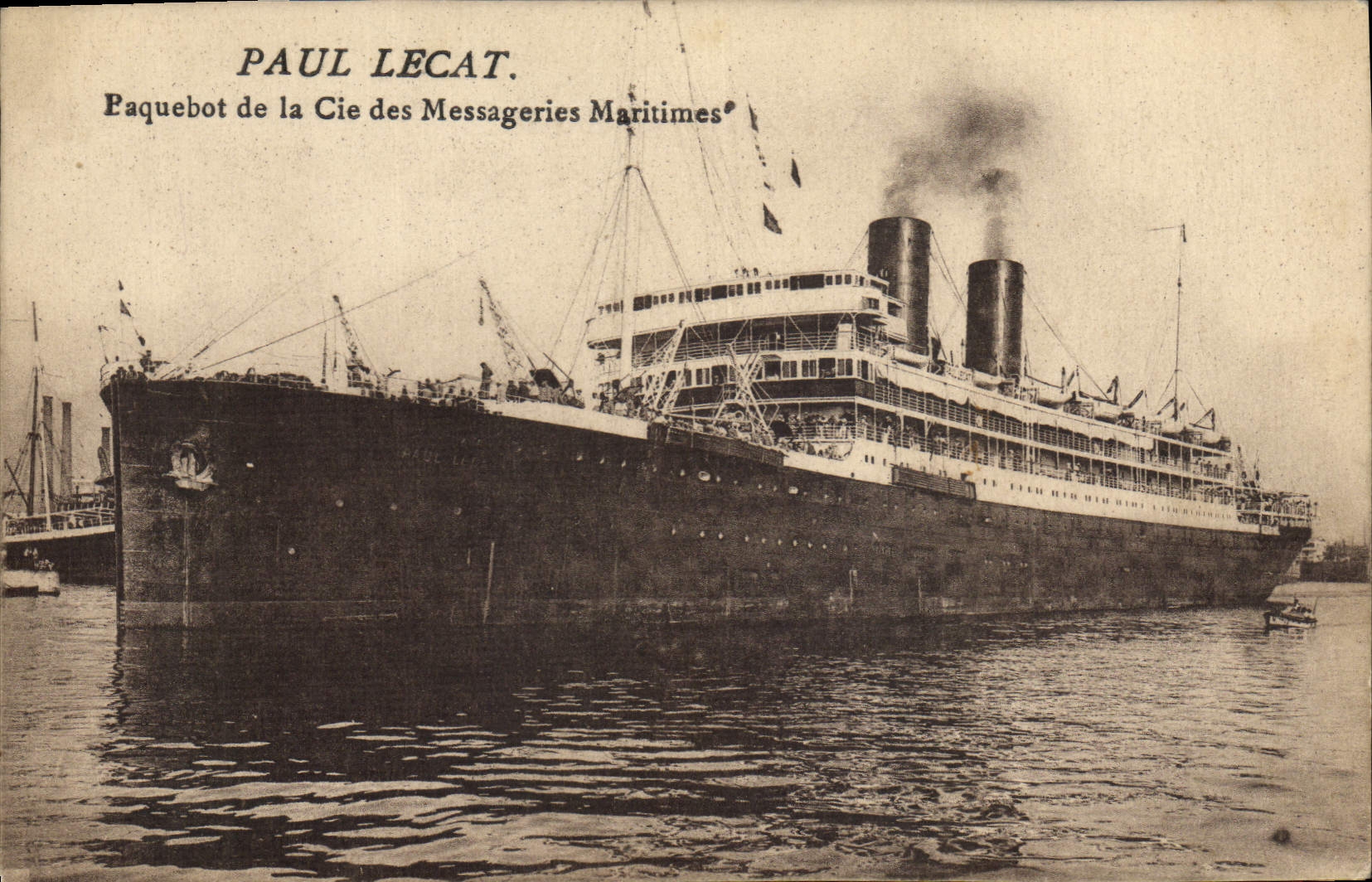 Vintage Postcard Boat Steamer of the Co of the Shipping company Paul Lecat