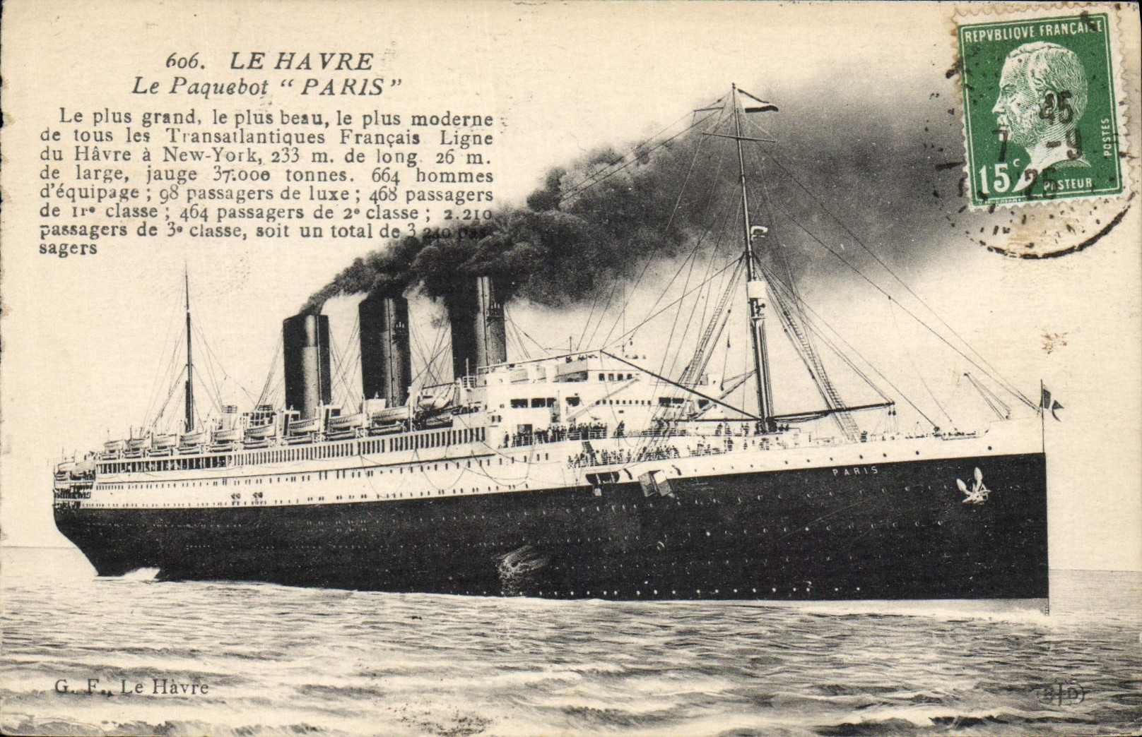 CPA Bateau Paquebot Paris Le Havre 