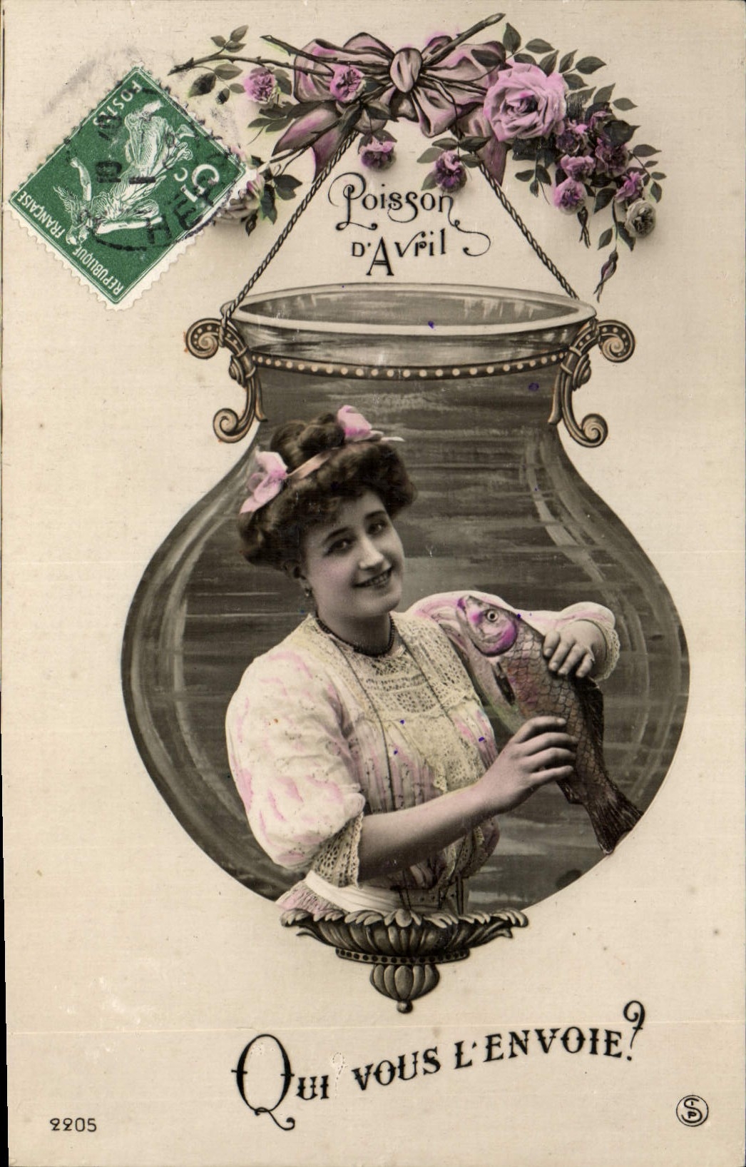 CPA Fantaisie Femme Poisson Avril 