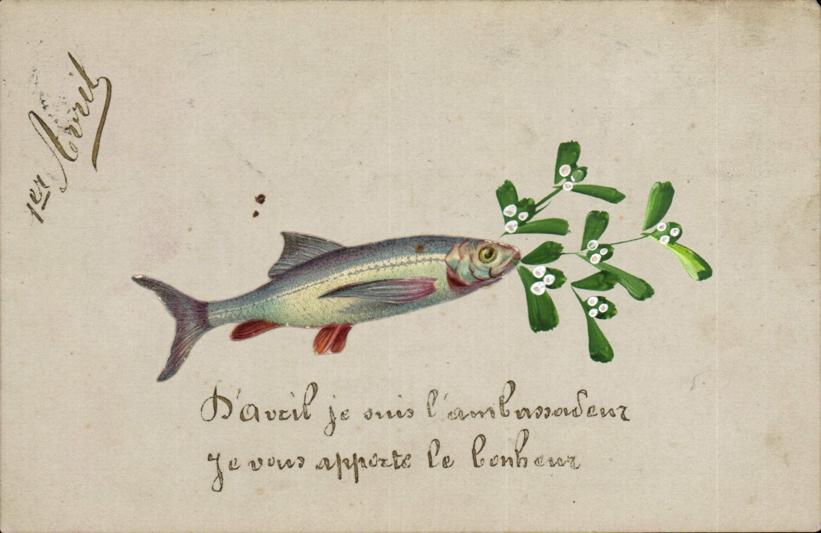CPA Fantaisie Poisson 1er Avril 
