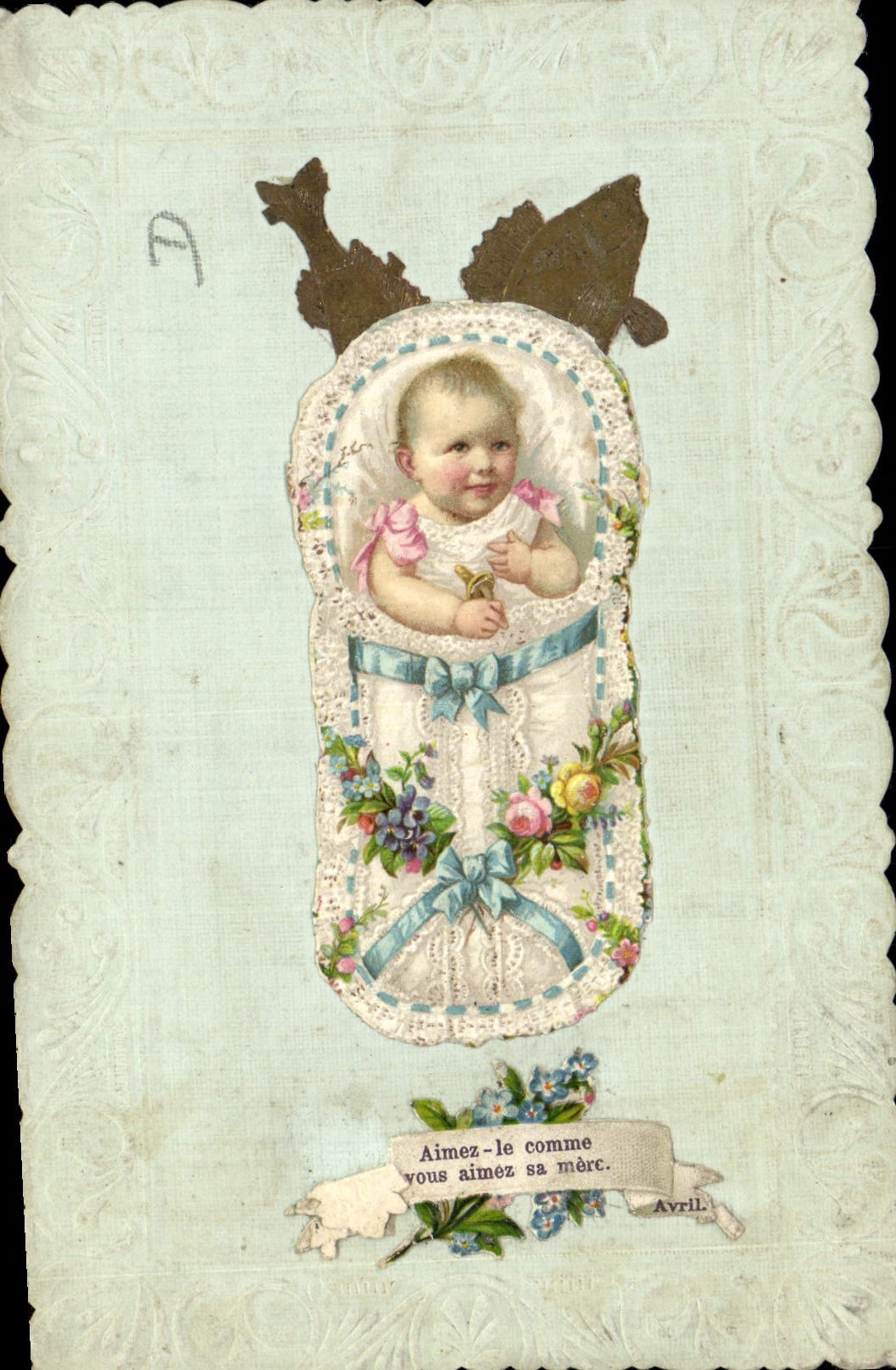 Vintage Postcard Fantasy Child Baby Poisson April 1st