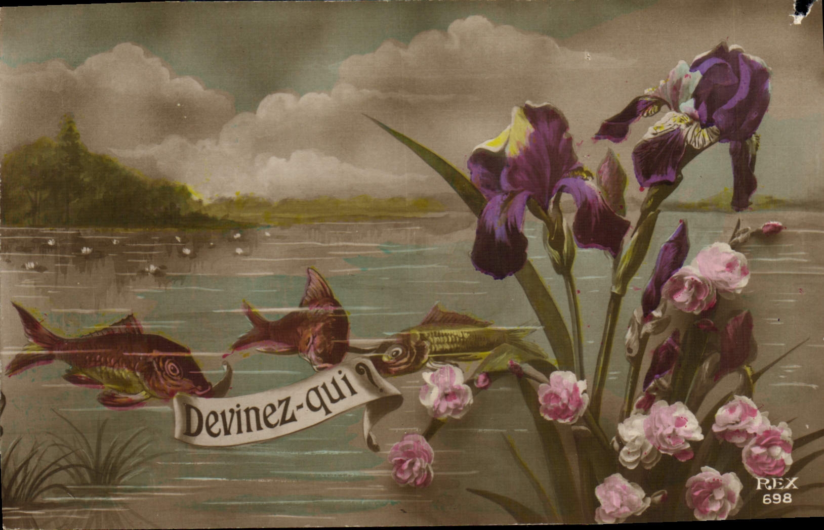 CPA Fantaisie Poissons Devinez qui ? 