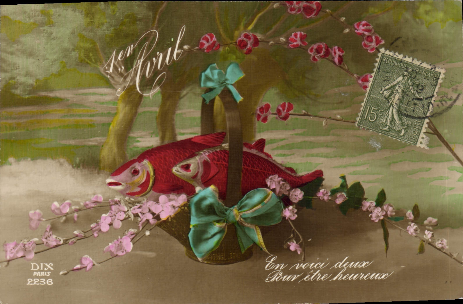 CPA Fantaisie Poissons 1er Avril 
