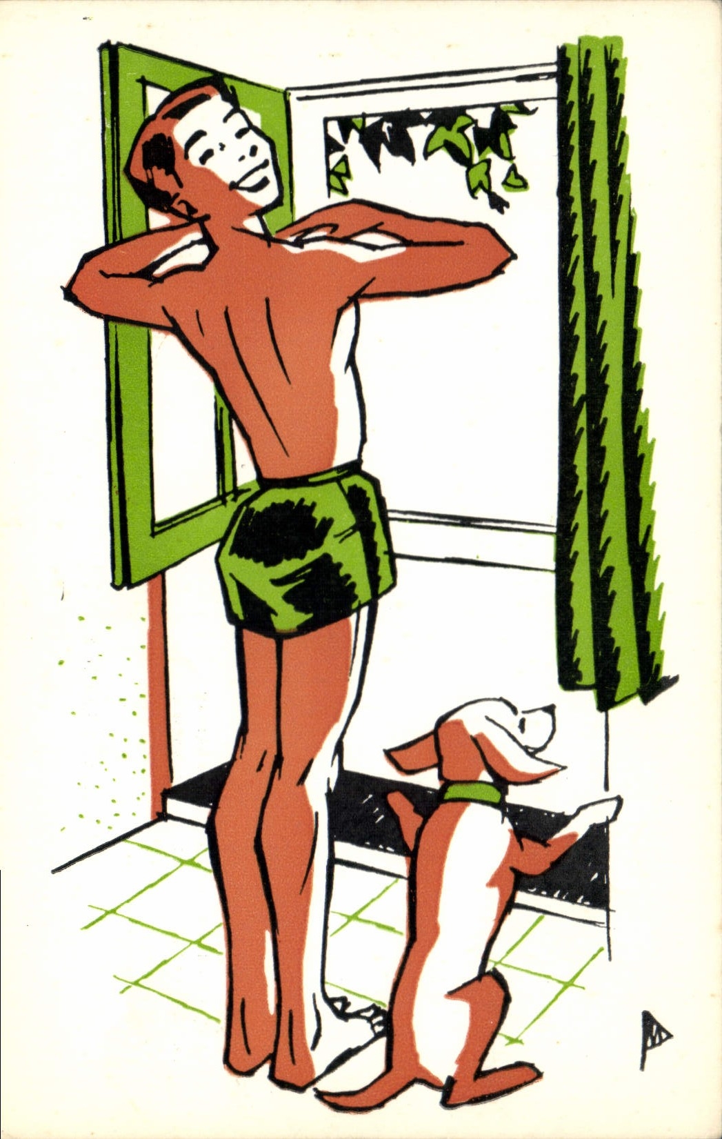 Vintage Postcard Fantaisie Safeguards childhood and adolescence a good health Enfant Dog