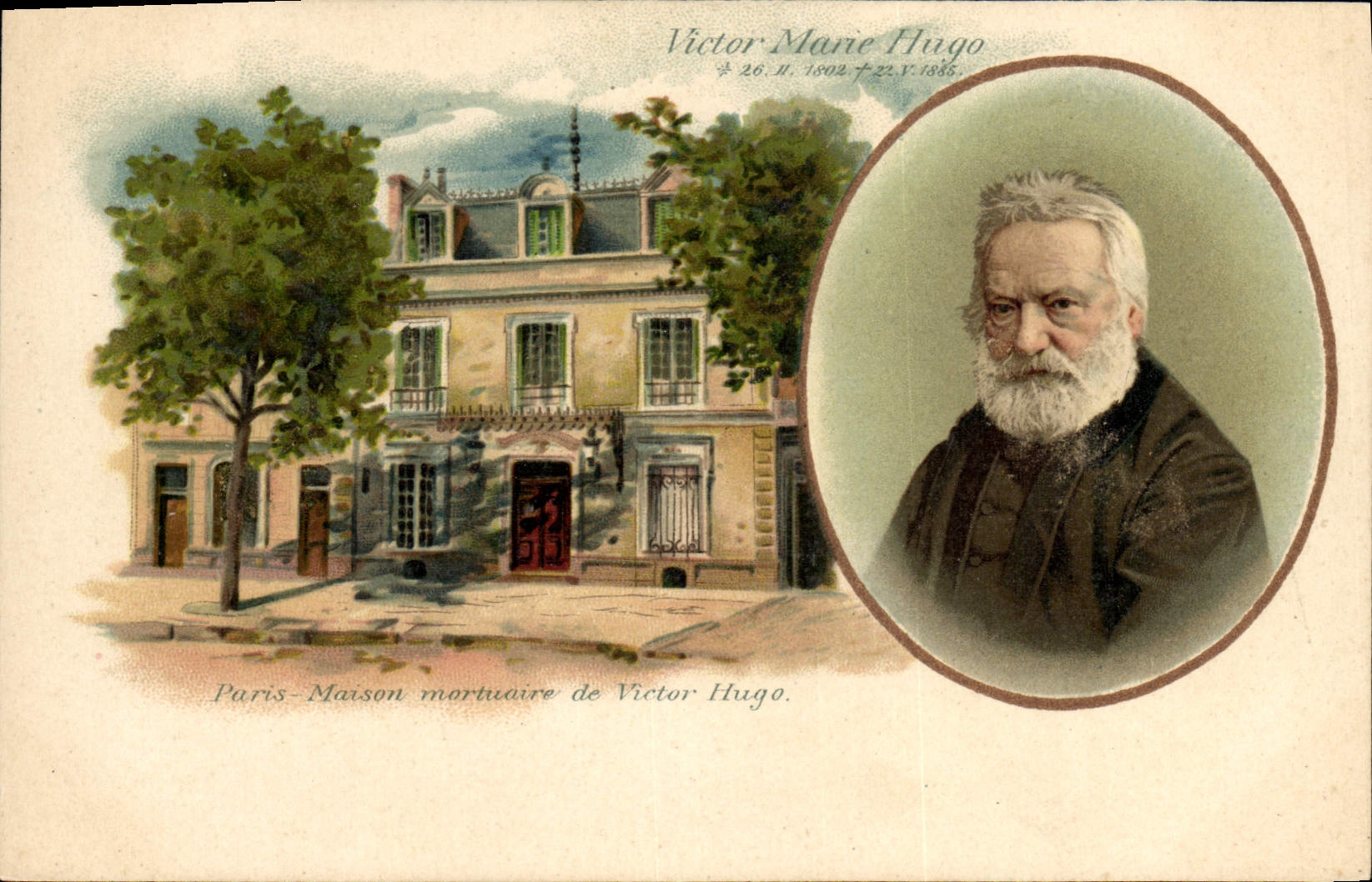 Vintage Postcard Victor Hugo Paris House of the departed