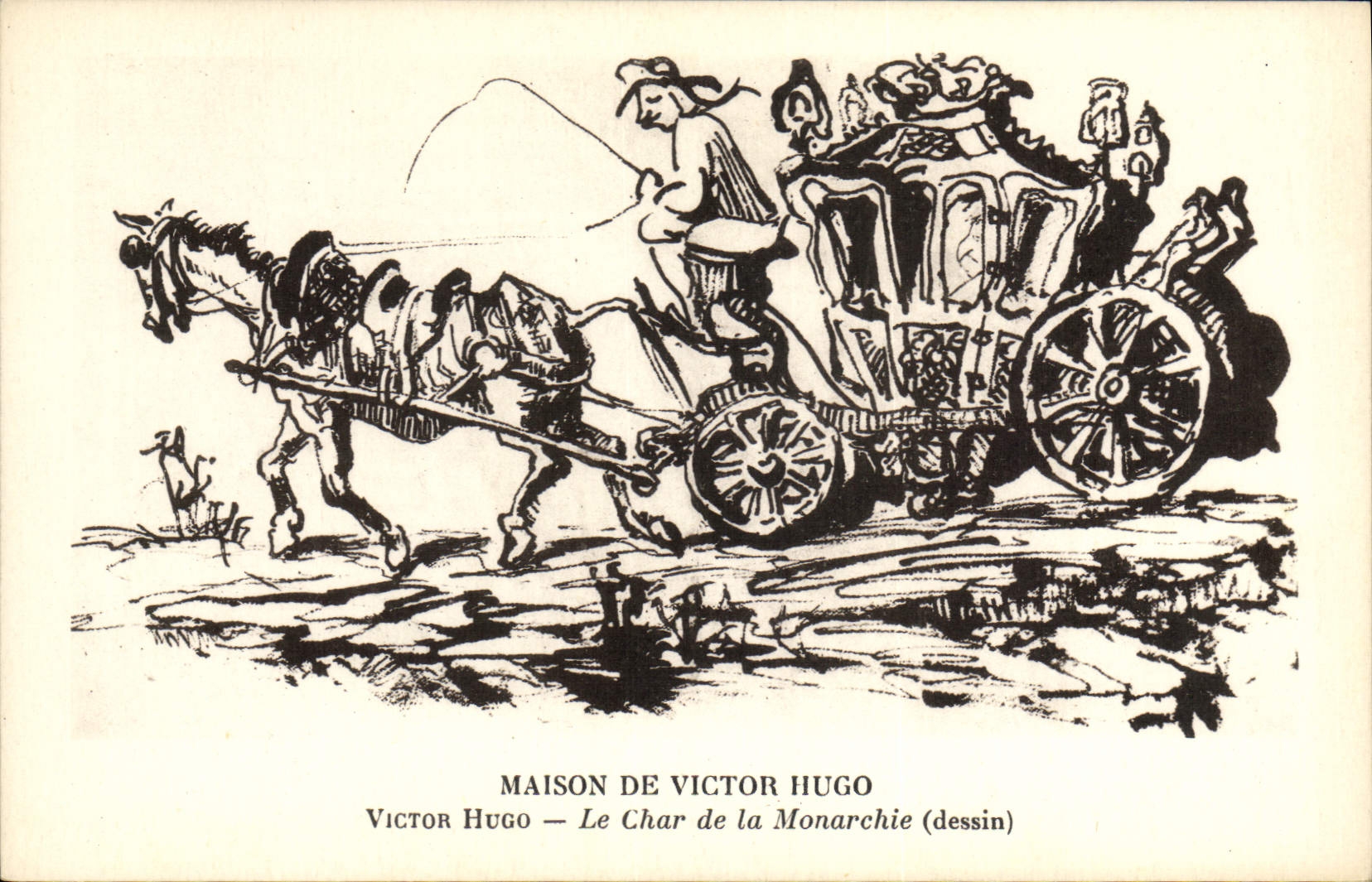 Vintage Postcard Victor Hugo the tank of monarchy