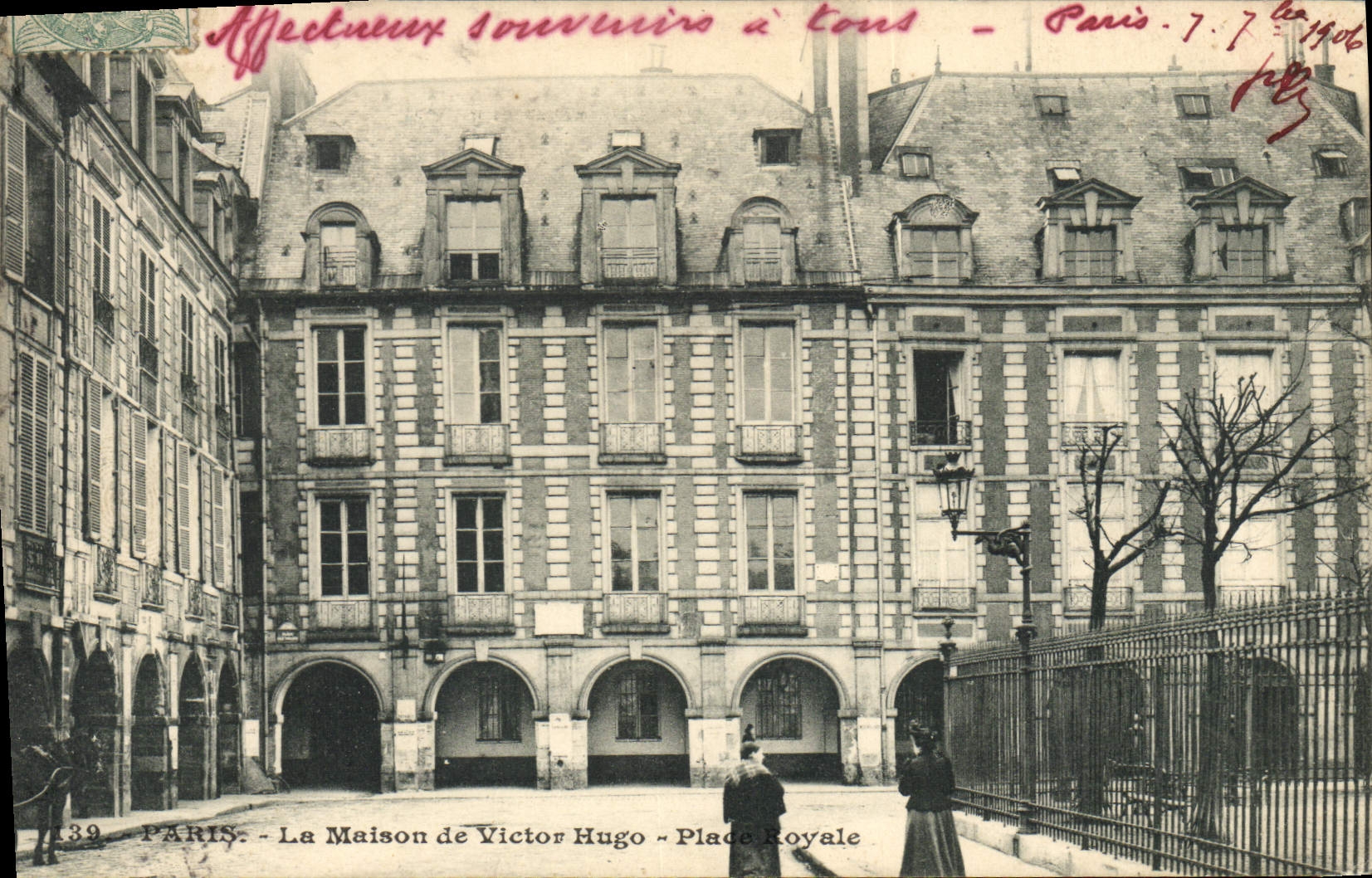 Vintage Postcard Victor Hugo Maison Places Royal Paris
