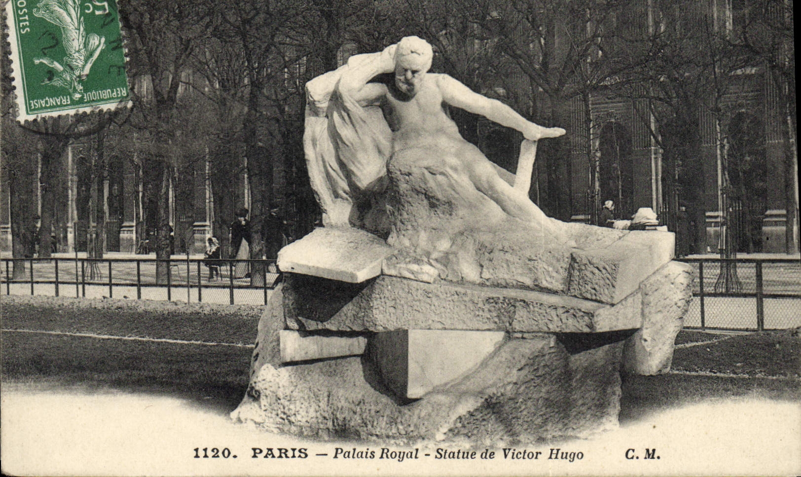 Vintage Postcard Paris Palais Royal Rules of Victor Hugo