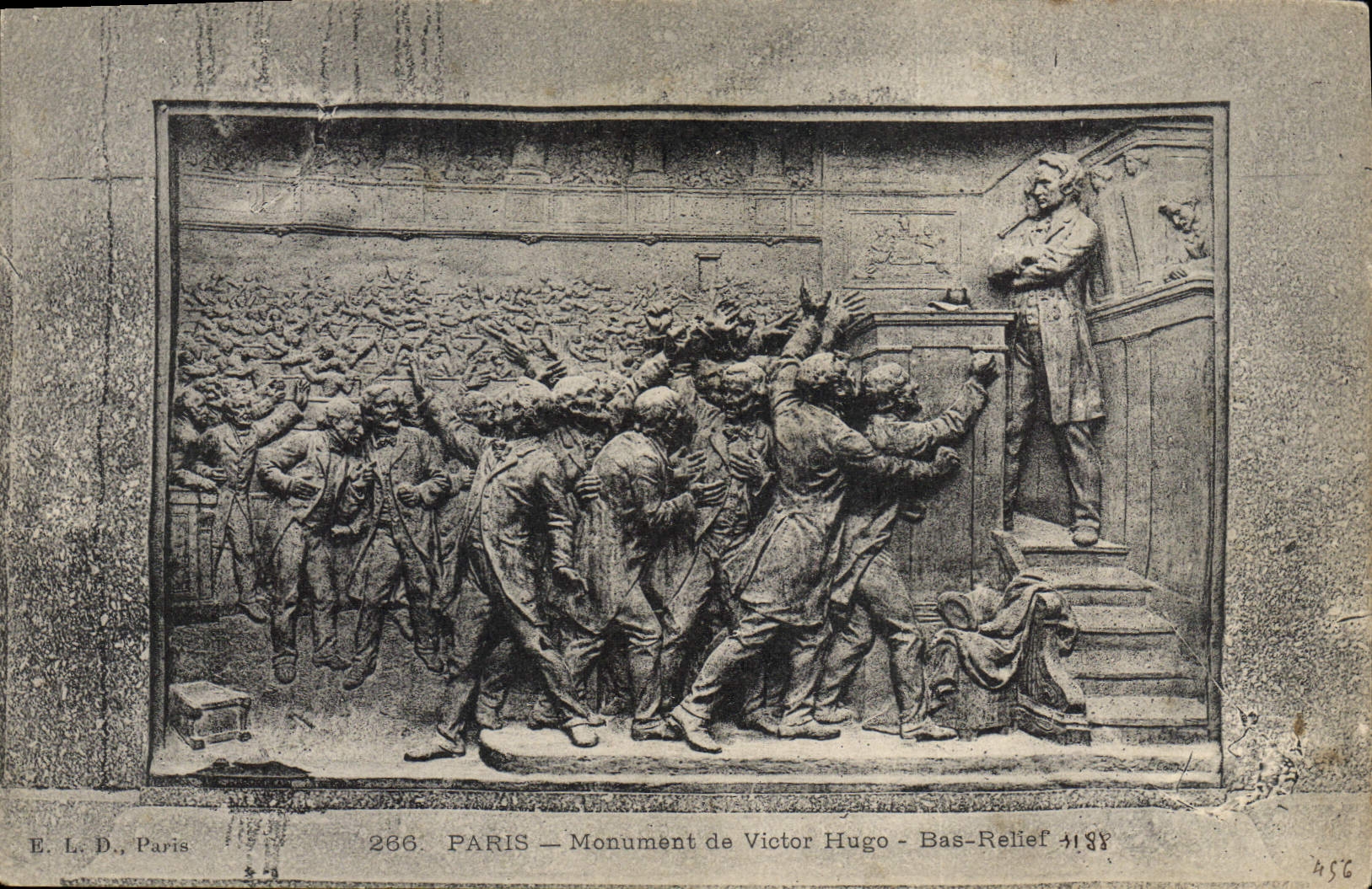 Vintage Postcard Victor Hugo Paris Low Monument relief