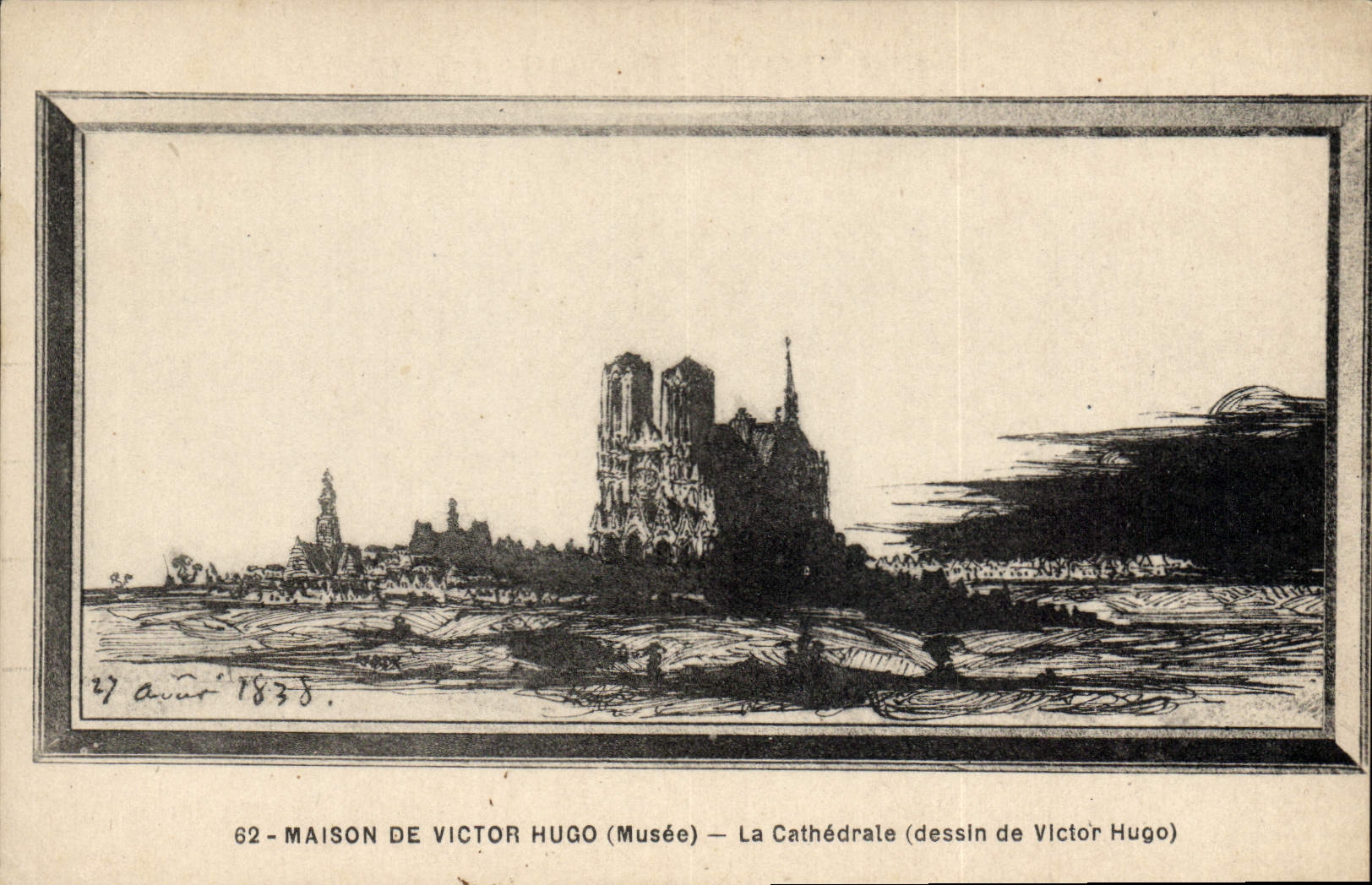 Vintage Postcard Victor Hugo the cathedral