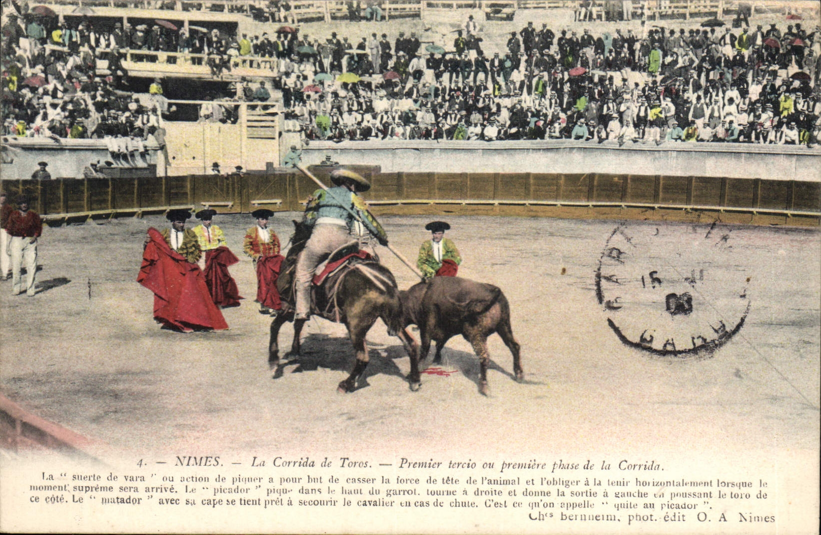 CPA Corrida Course de taureaux Nimes la corrida de Toros Premier tercio ou premiere phase de la corrida