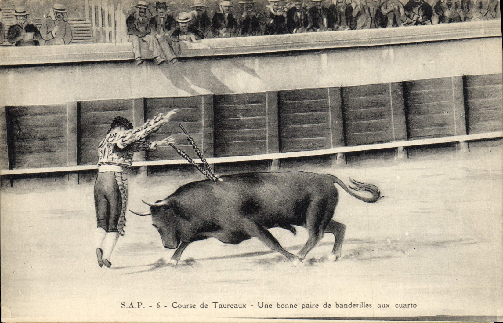 CPA Corrida Course de taureaux Une bonne paire de banderilles aux cuarto 