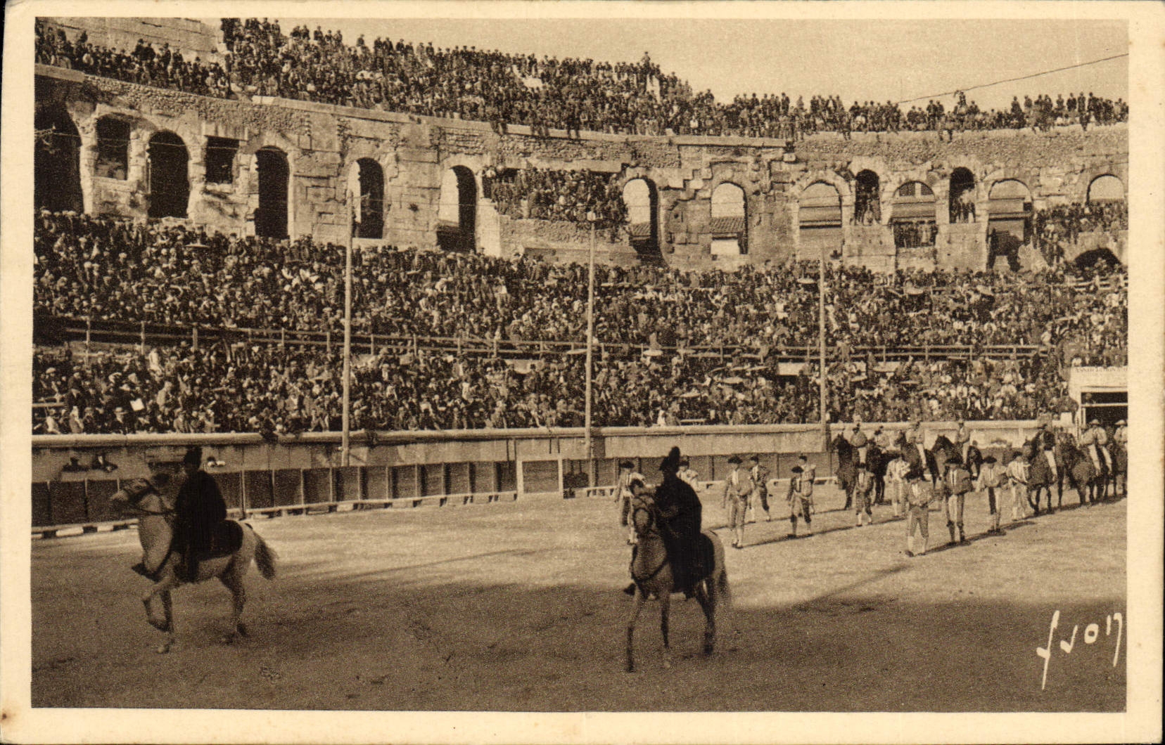 Vintage Postcard Bullfight Bullfight Nimes arenas one day of bullfight Paseo