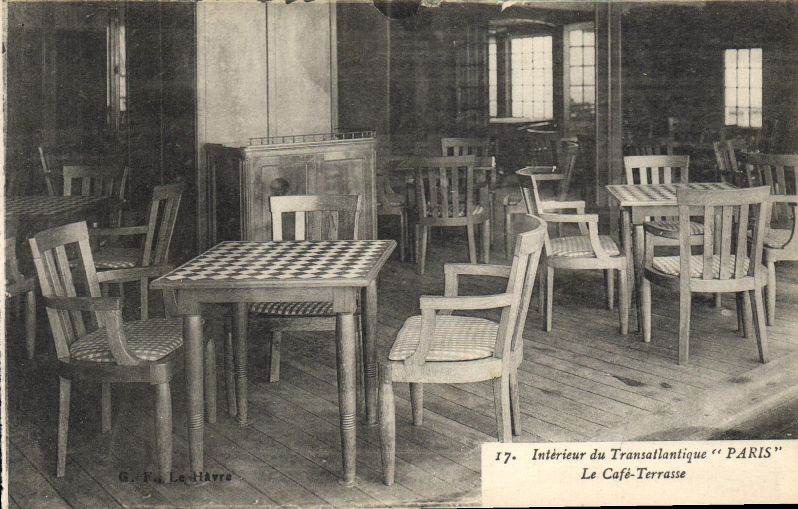 Vintage Postcard Bateau Interior Steamer of the Paris Deck chair the coffee am in hiding