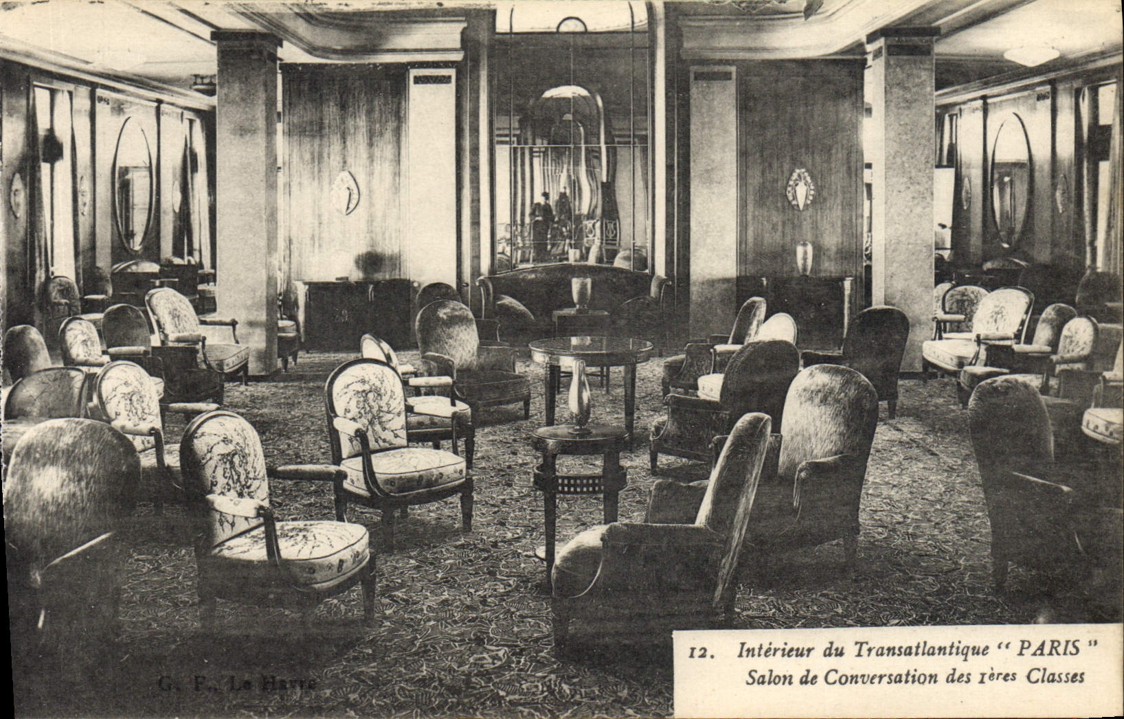 CPA Bateau Paquebot Interieur du Transatlantique Paris Salon de conversation des 1eres classes