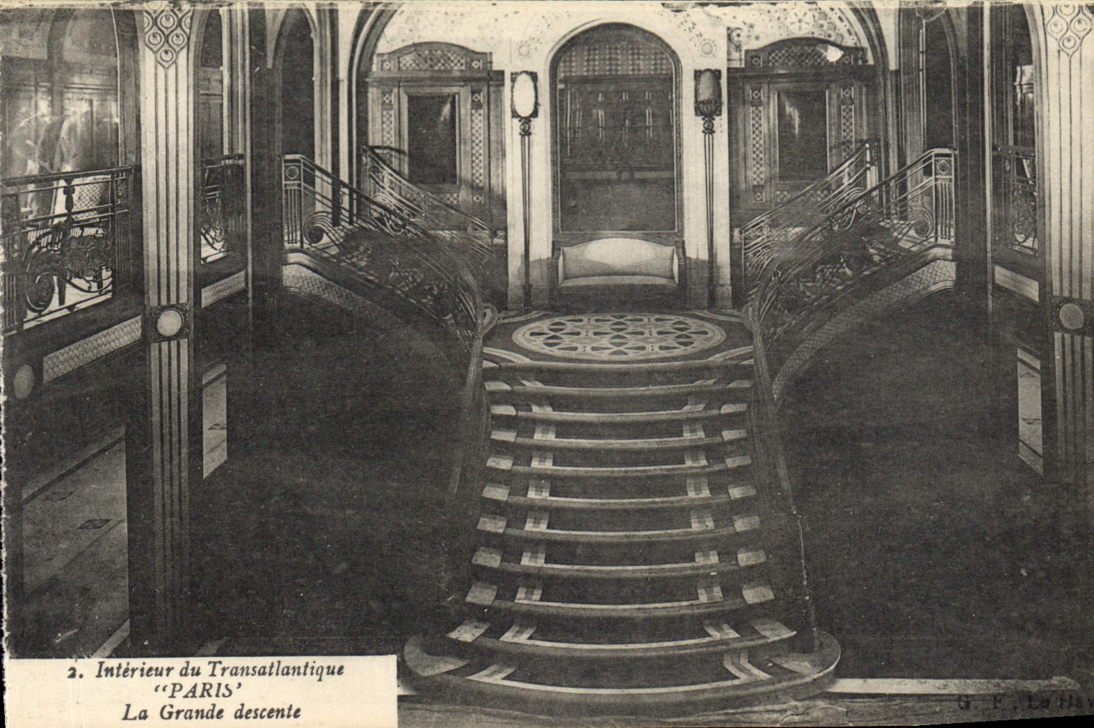 Vintage Postcard Boat Interior Steamer of the Paris Deck chair great descent