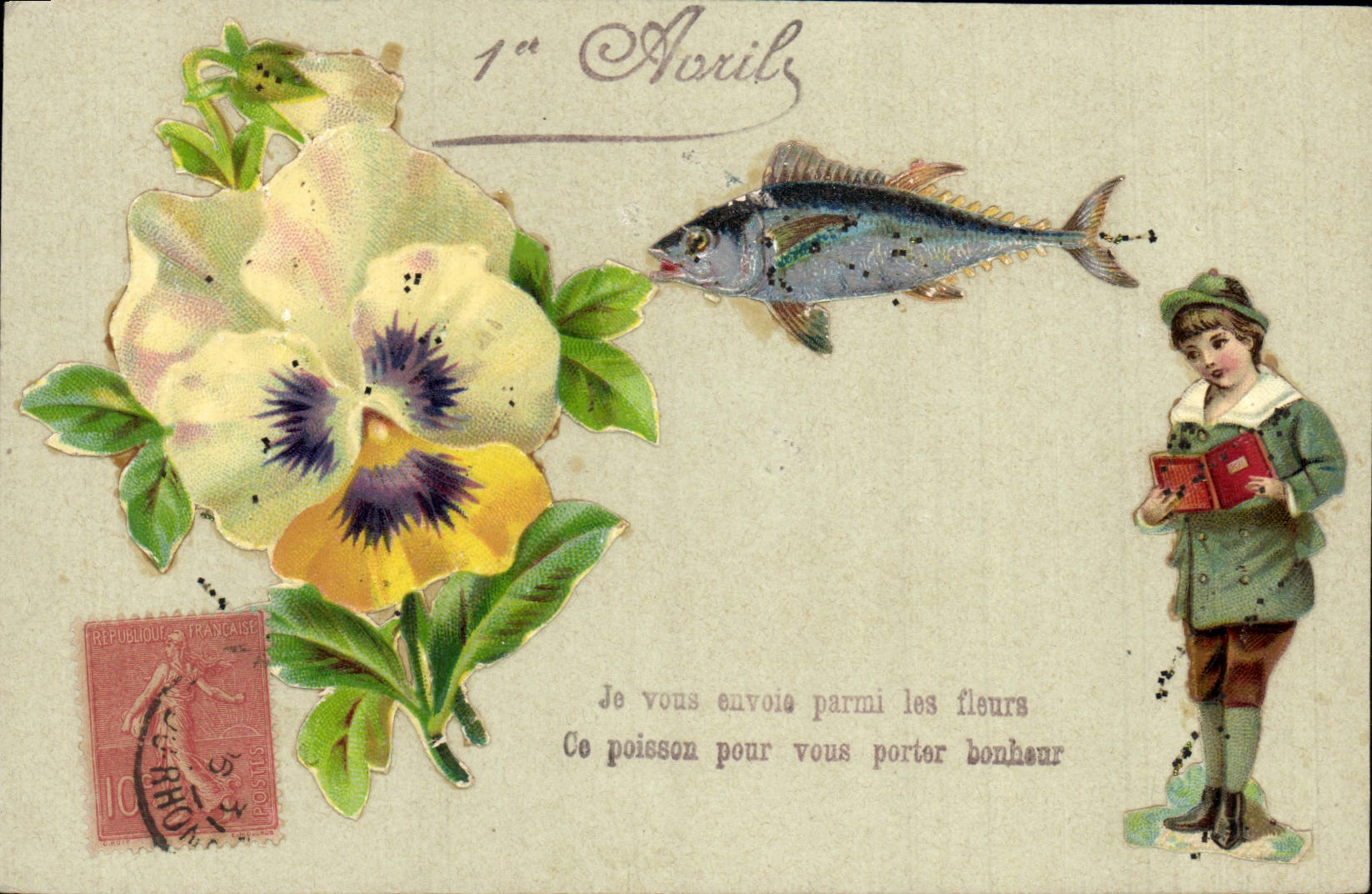 CPA Fantaisie Paques Poisson Enfant 
