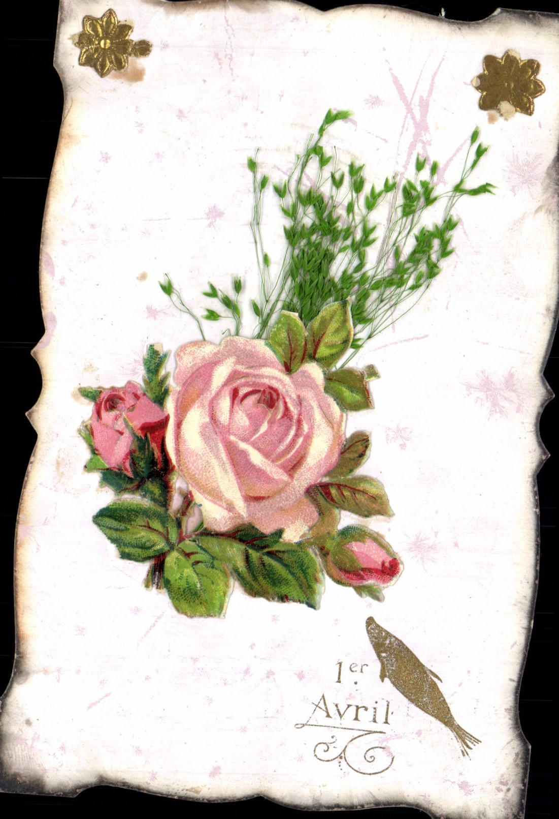 CPA Fantaisie Paques Poisson Fleurs 