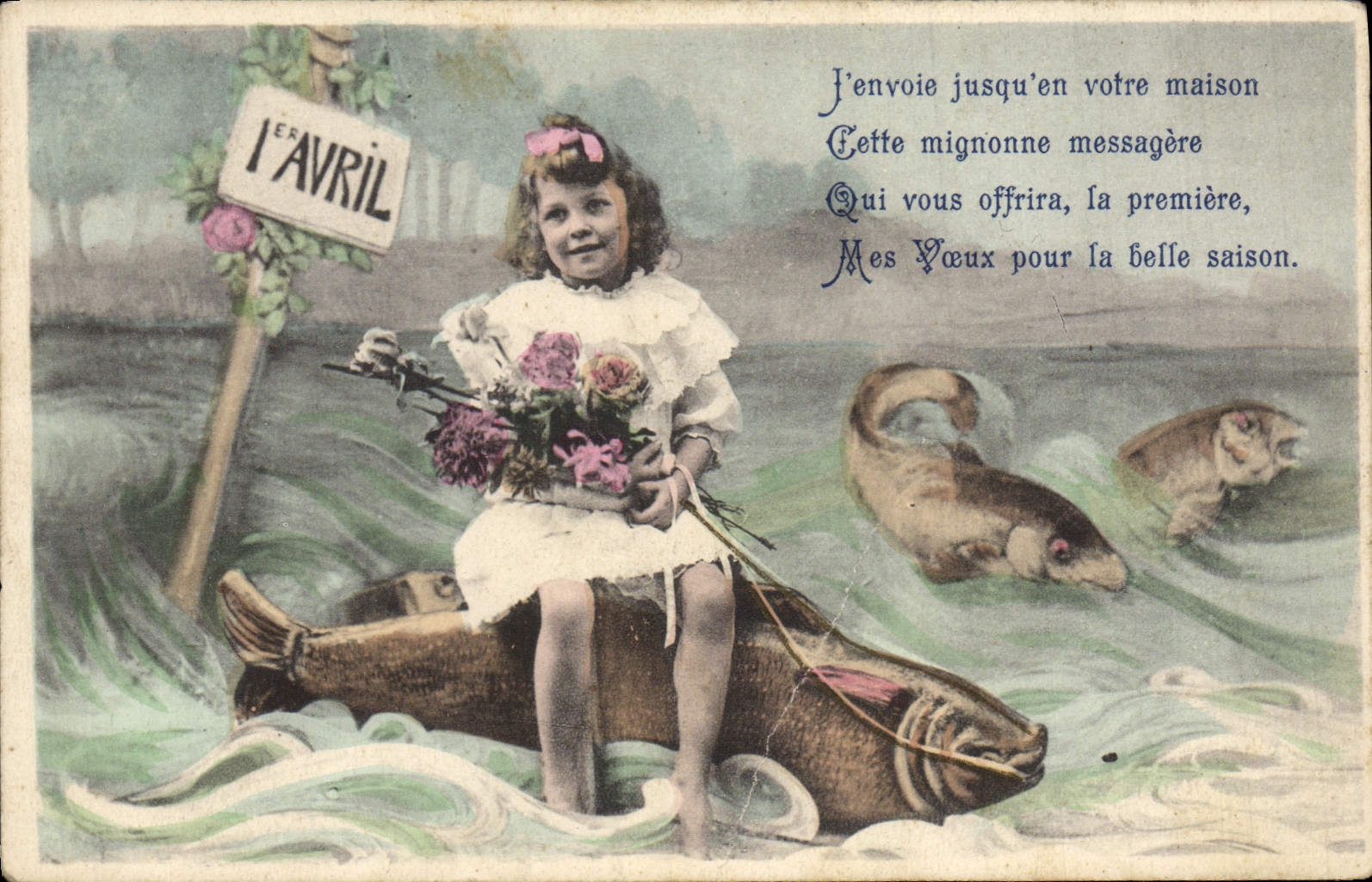 CPA Fantaisie Paques Poisson Enfant 
