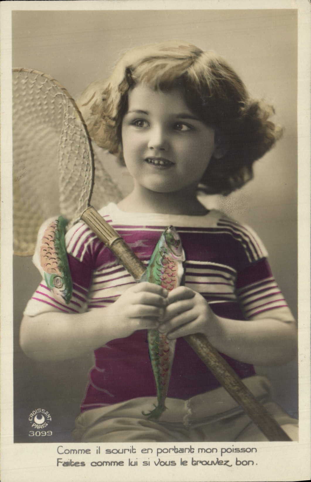 CPA Fantaisie Paques Poisson Enfant 