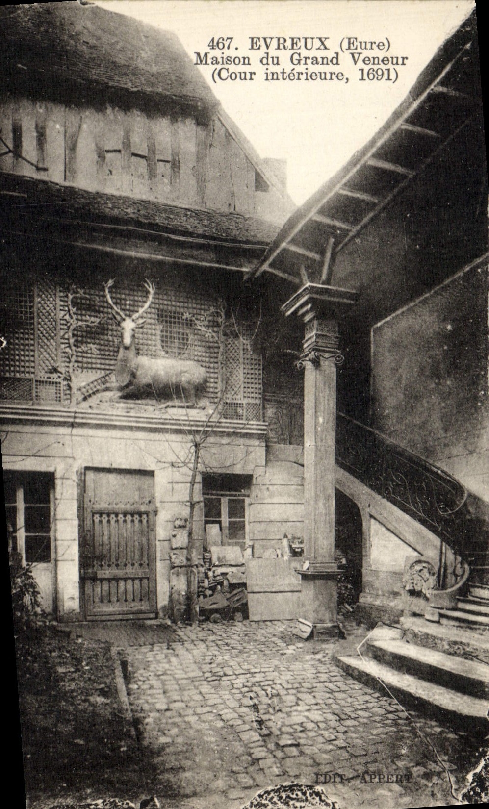 Postal Caza que debe perseguirse Evreux Casa del Gran Montero Tribunal interior Ciervo