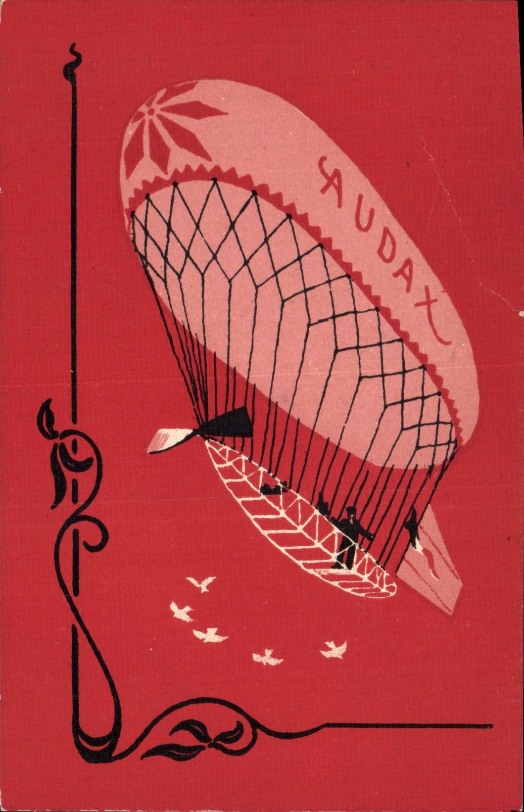 Vintage Postcard Fantasy Illustrator Airship Audax Zeppelin