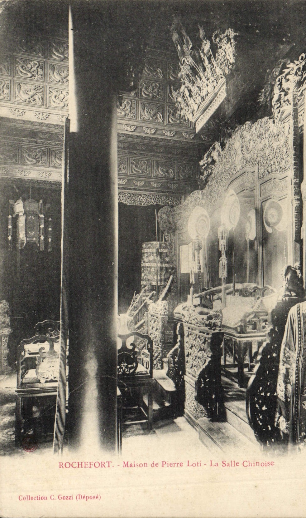 Vintage Postcard Pierre Loti Rochefort Maison the Chinese room China Clouded