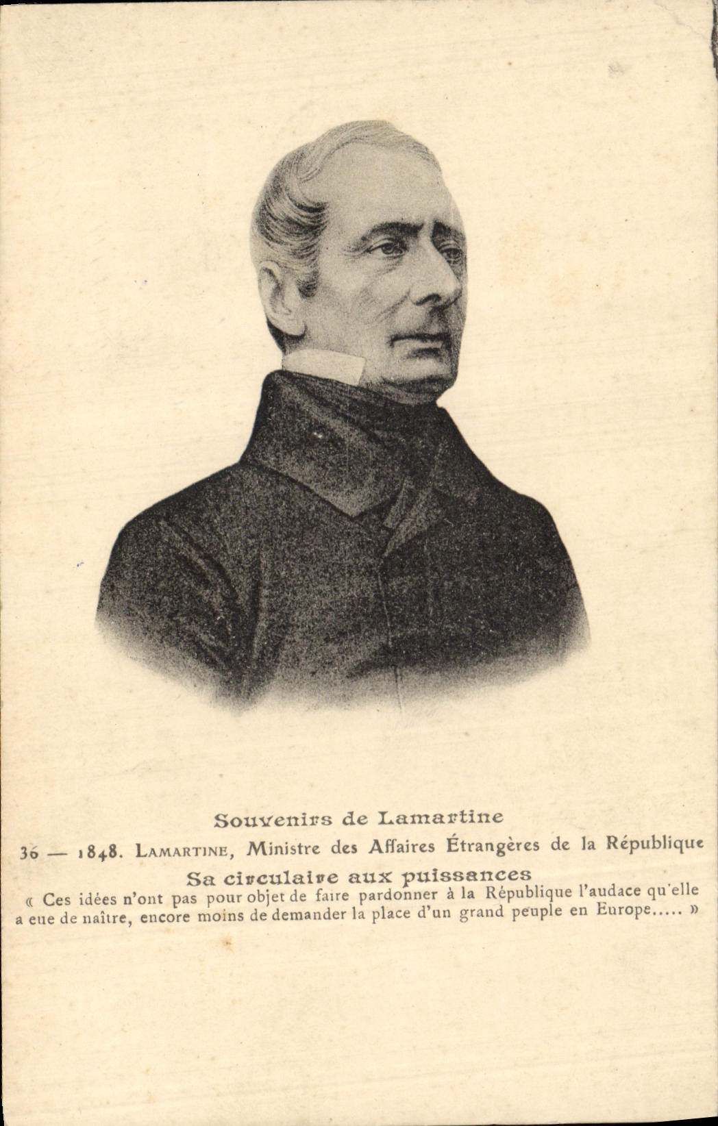 Vintage Postcard Lamartine Foreign Minister of the Republic
