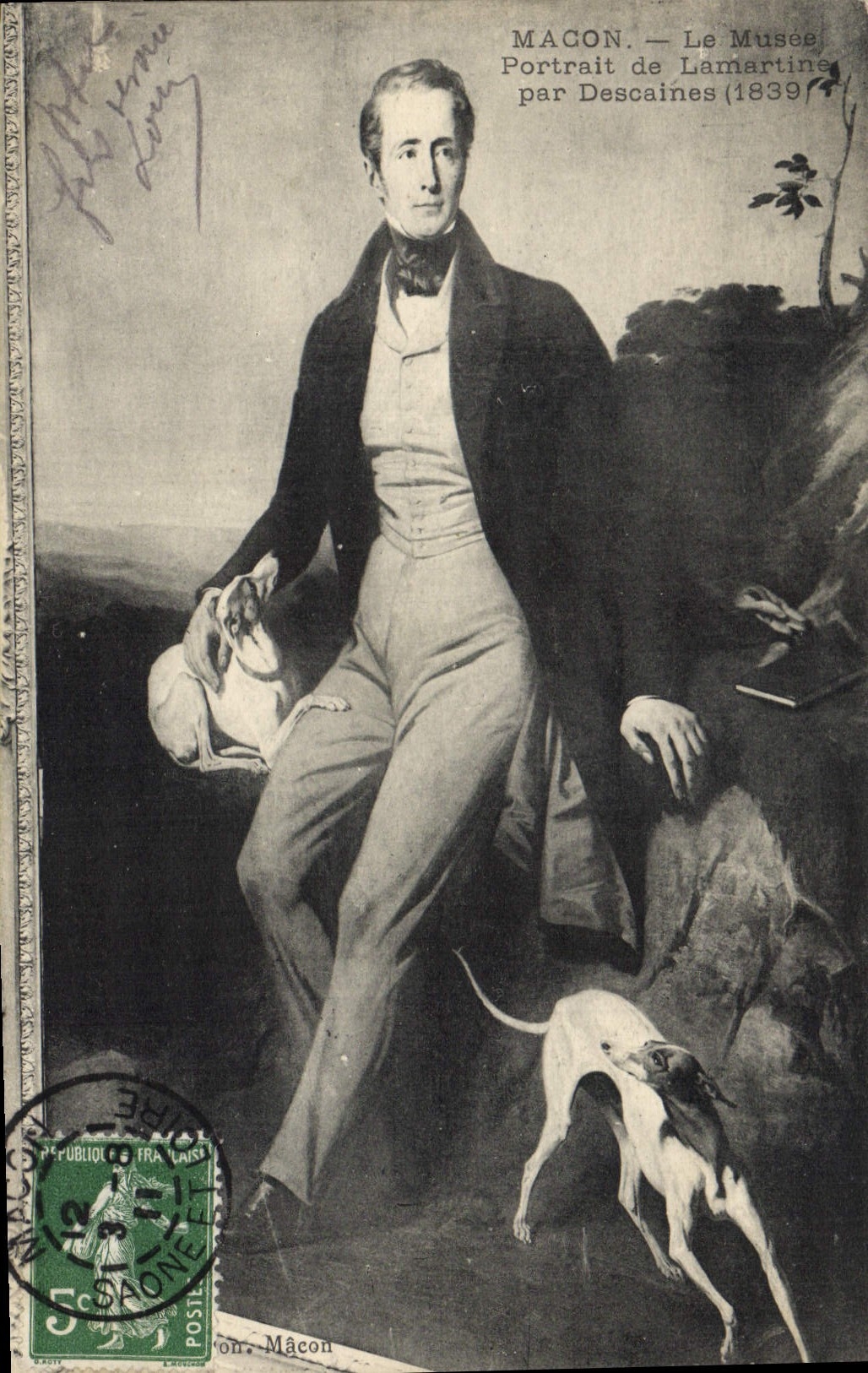 CPA Lamartine par Descaines Chien