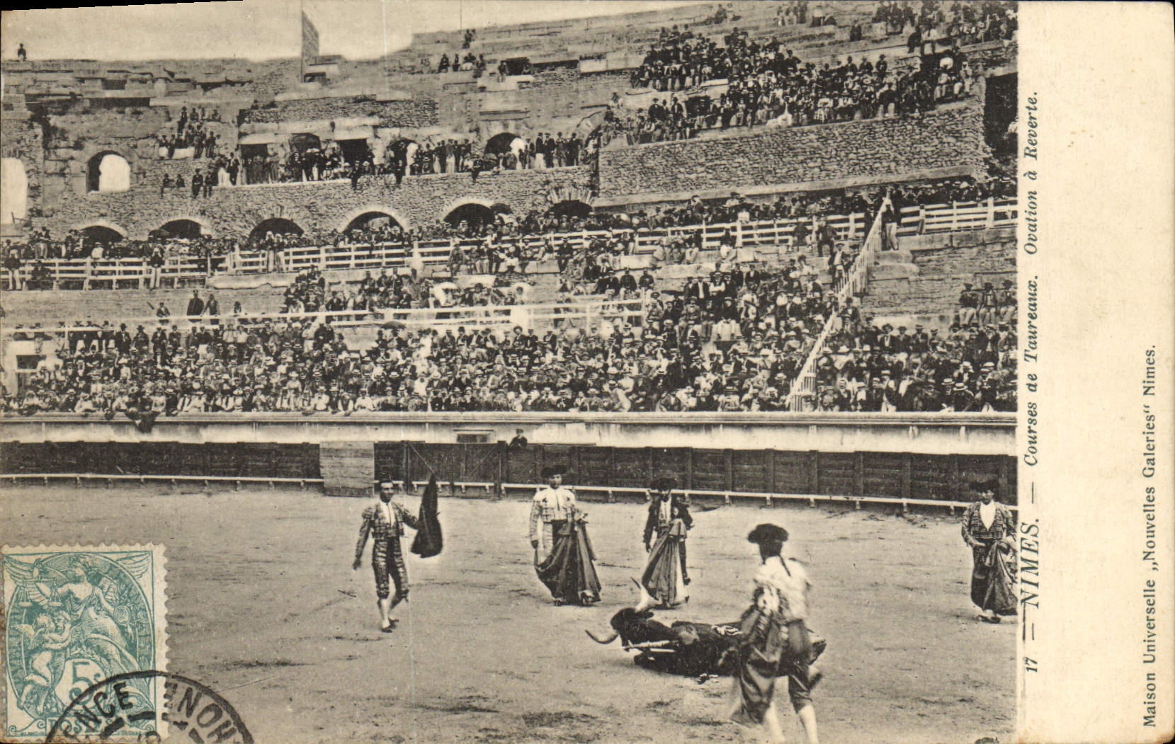 CPA Corrida Course de taureaux Nimes Ovation a Reverte 