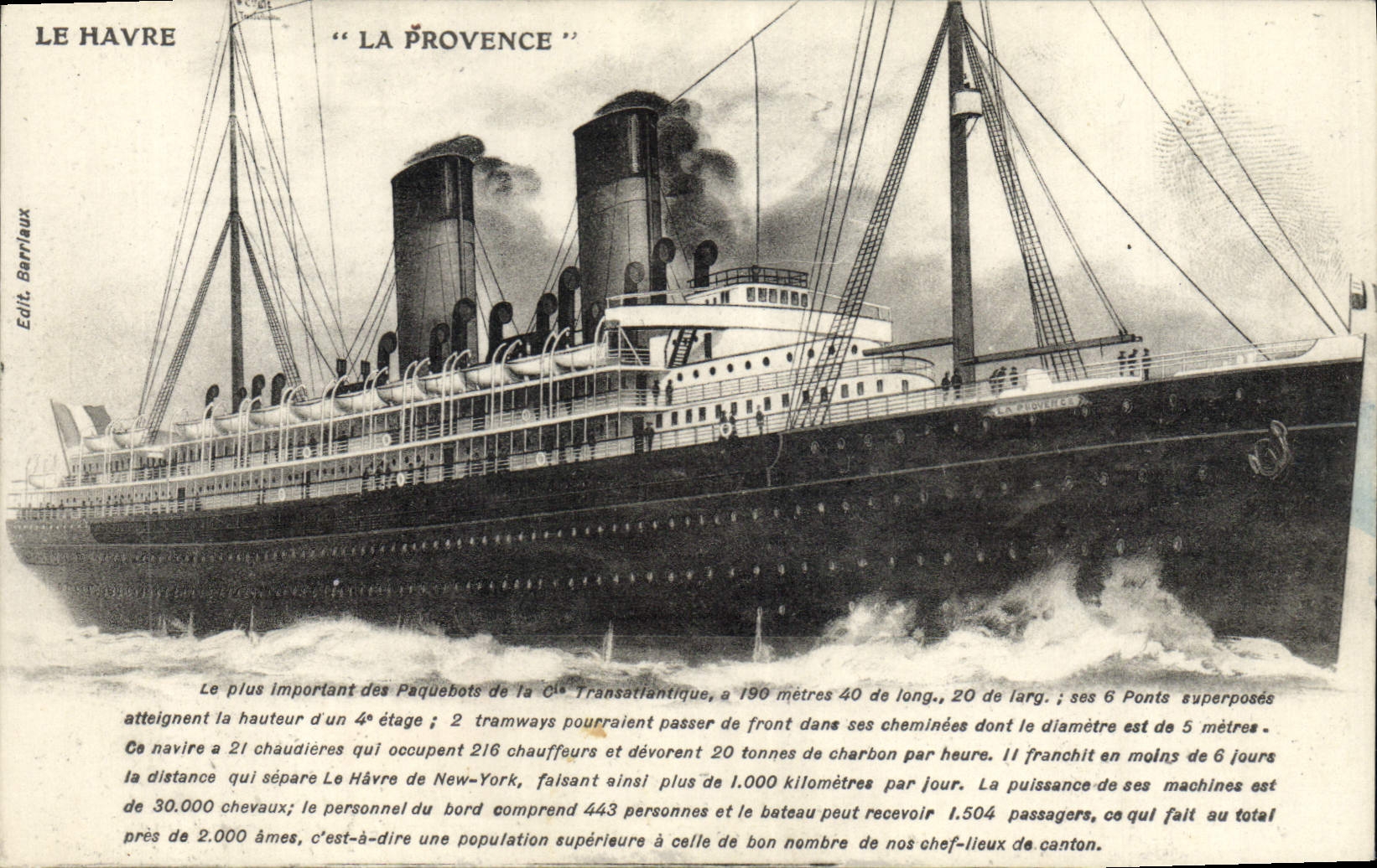 CPA Bateau Paquebot Le Havre La Provence