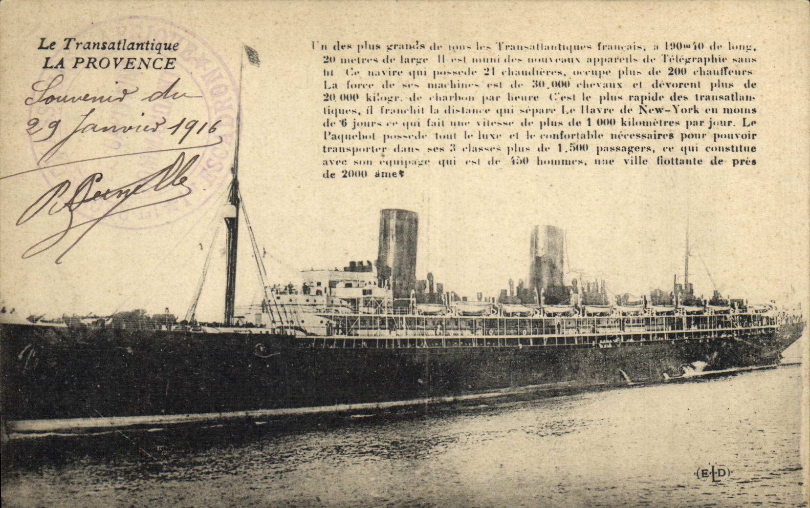 CPA Bateau Paquebot Transatlantique La Provence 