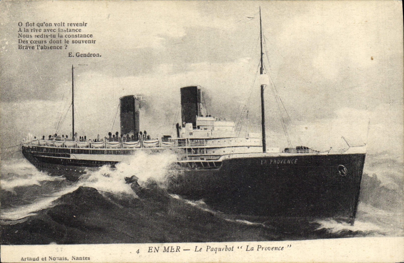 Vintage Postcard Boat La Provence Steamer At sea