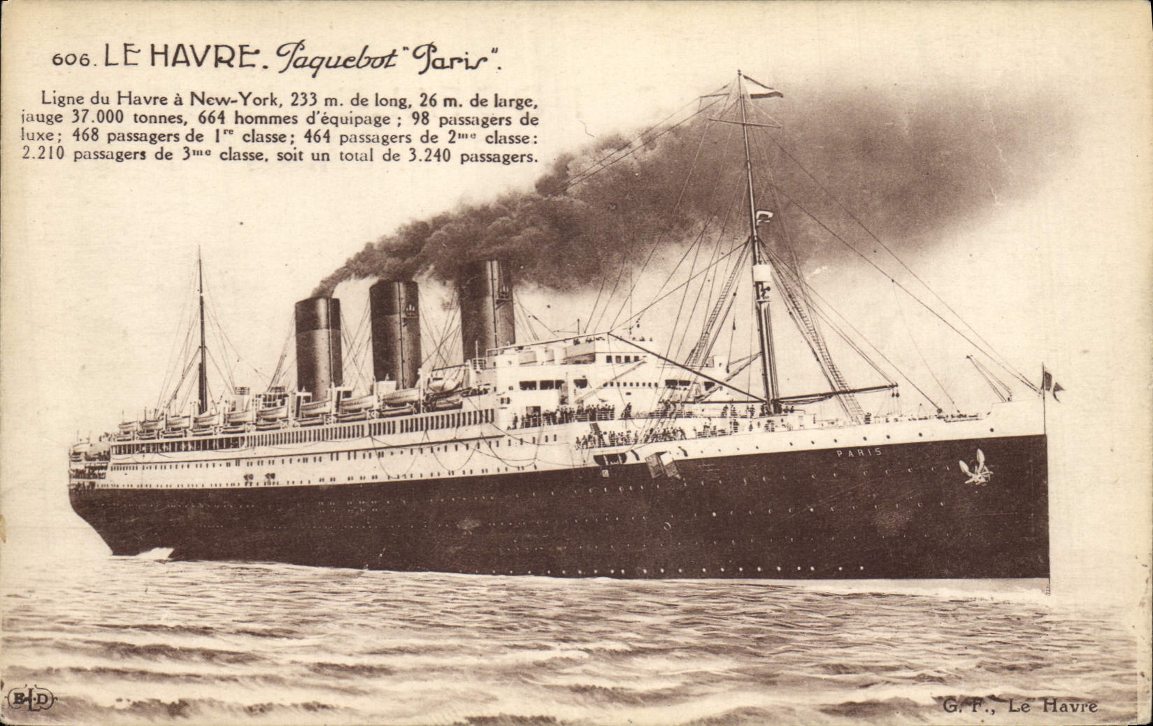 CPA Bateau Paquebot Paris Le Havre 