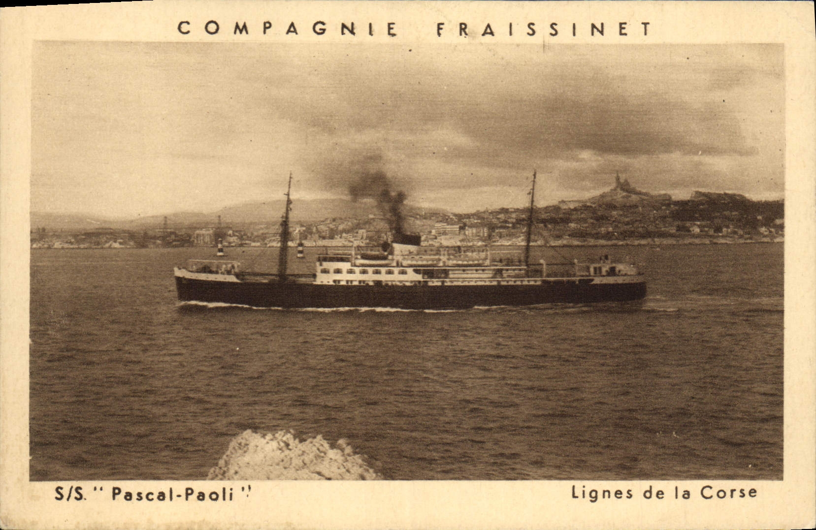 CPA Bateau Paquebot Fraissinet SS PAscal Paoli Lignes de la Corse 