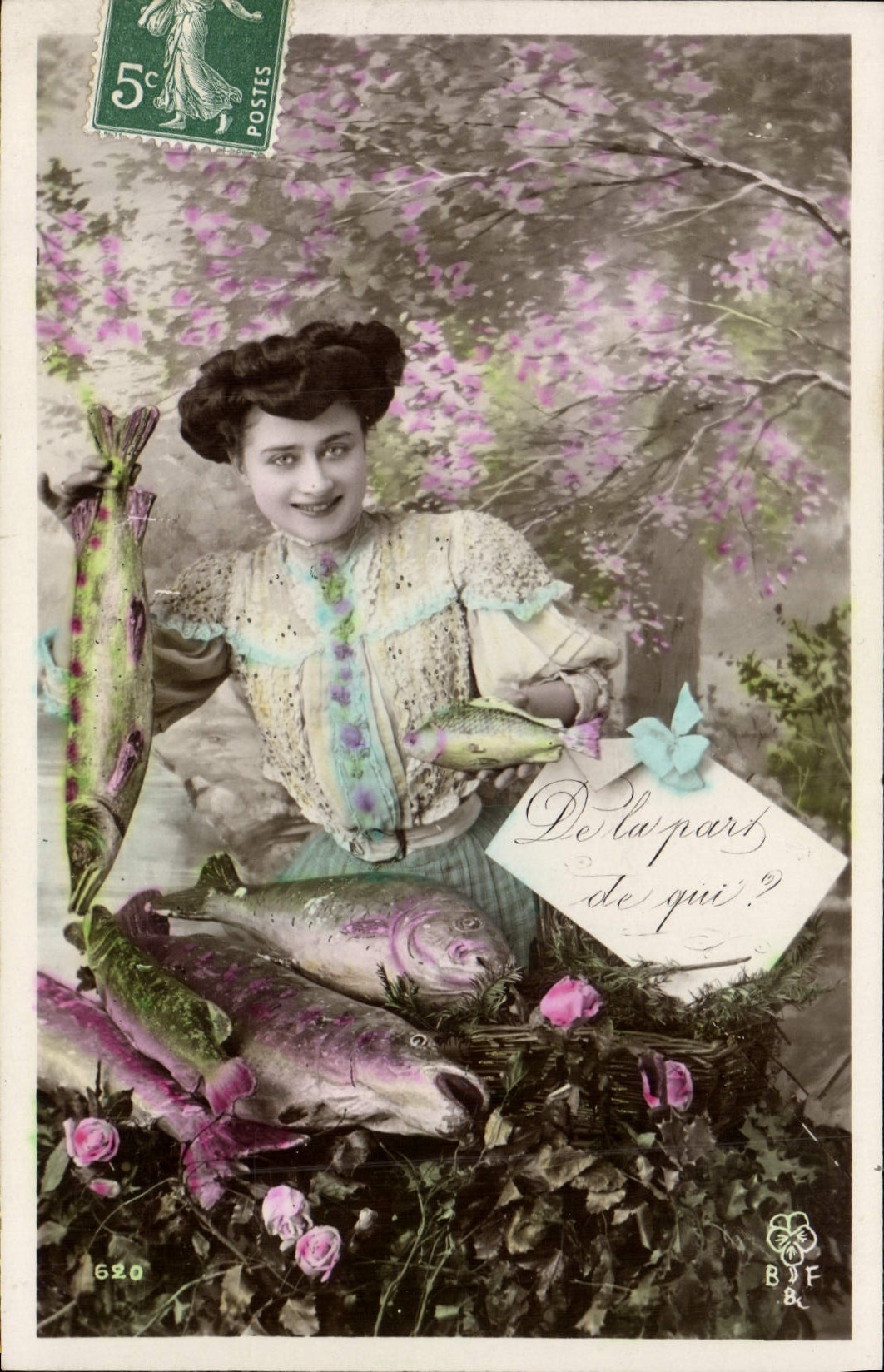 CPA Fantaisie Poisson 1er Avril Femme 