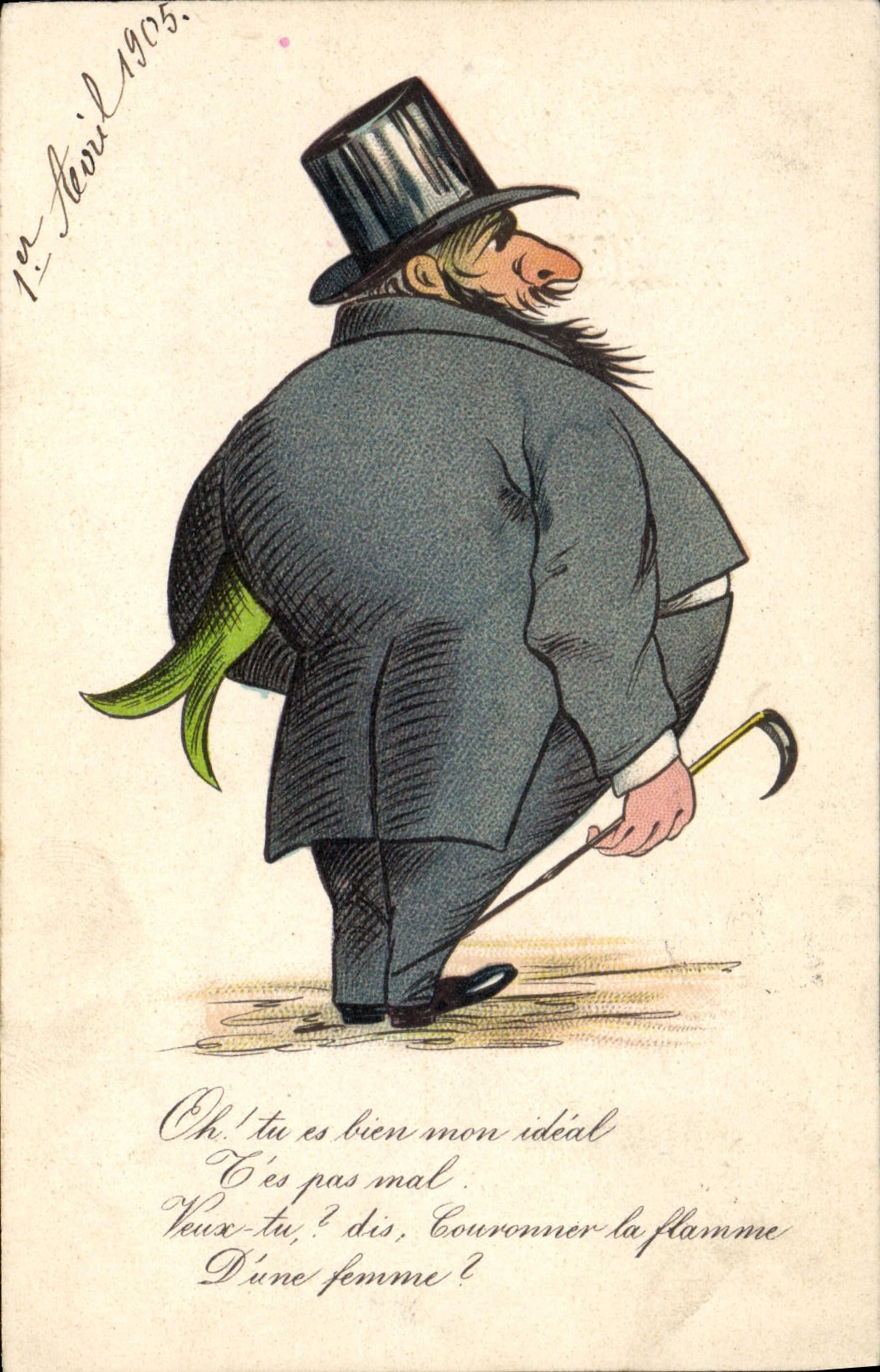 Vintage Postcard Fantasy Poisson April 1st Man