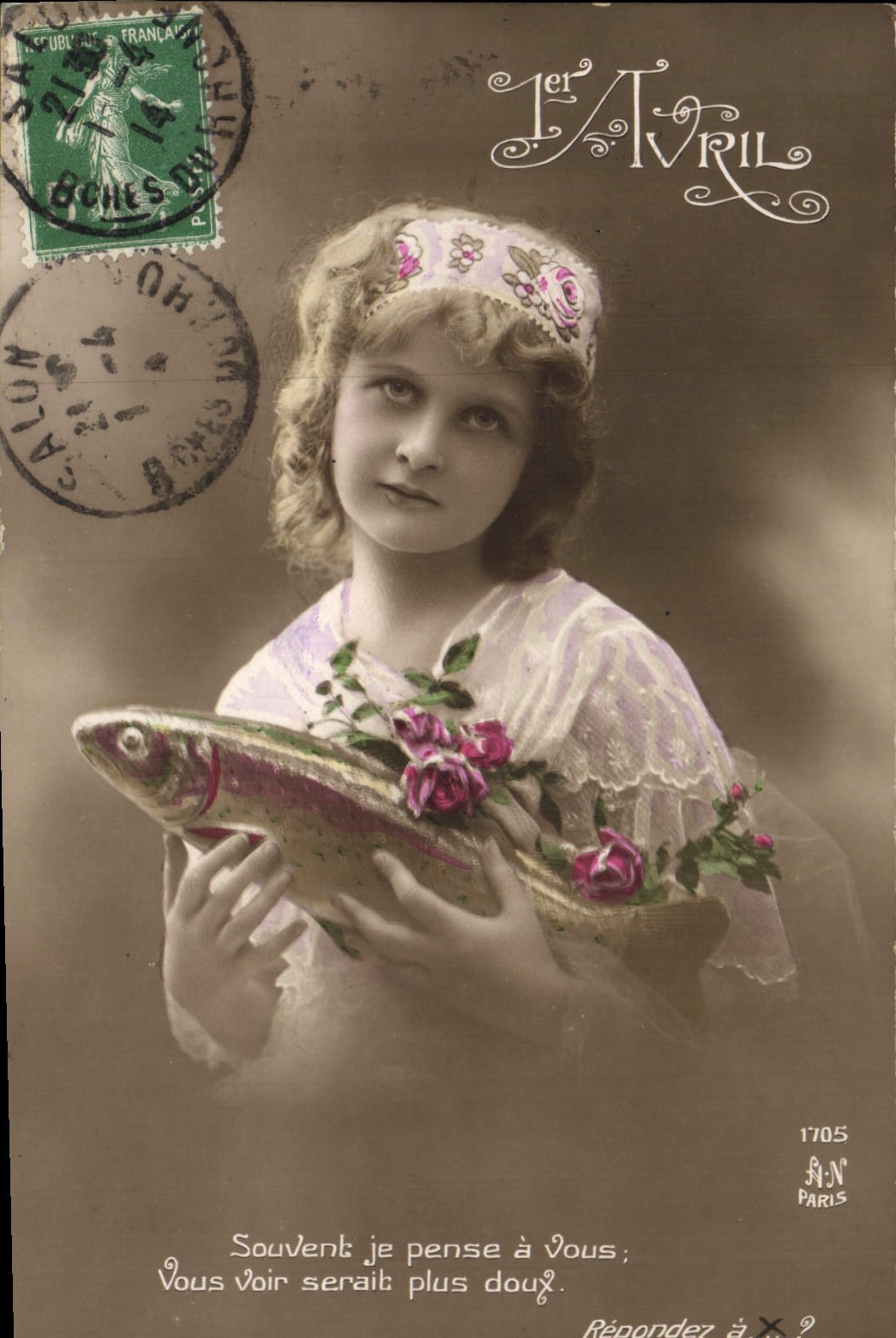 CPA Fantaisie Poisson 1er Avril Enfant 