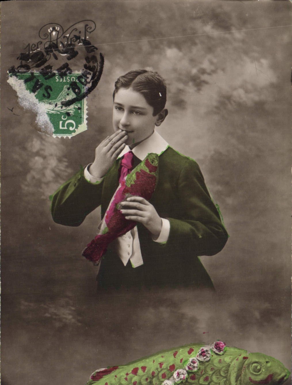 CPA Fantaisie Poisson 1er Avril Enfant 
