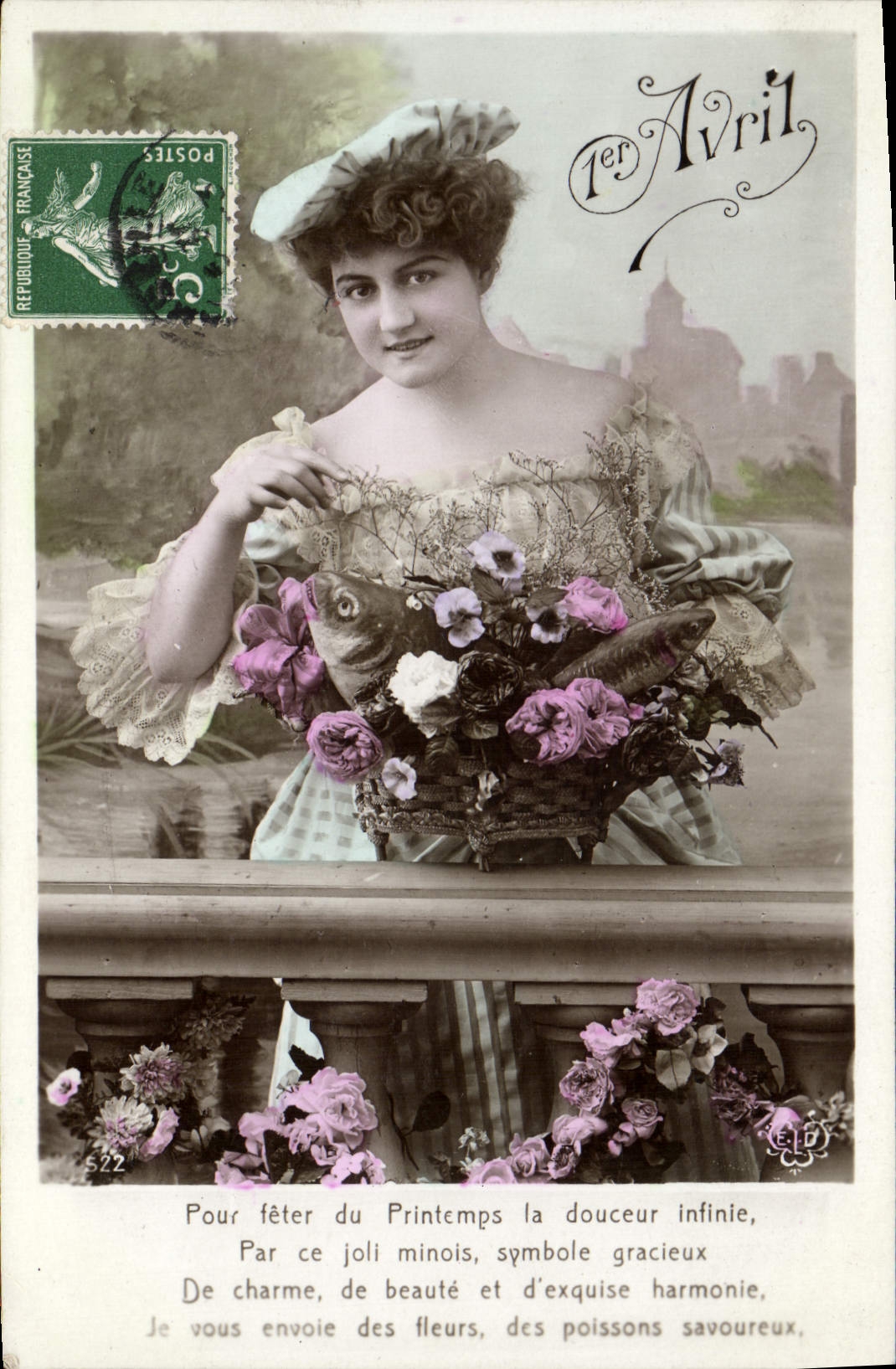 CPA Fantaisie Poisson 1er Avril Femme 