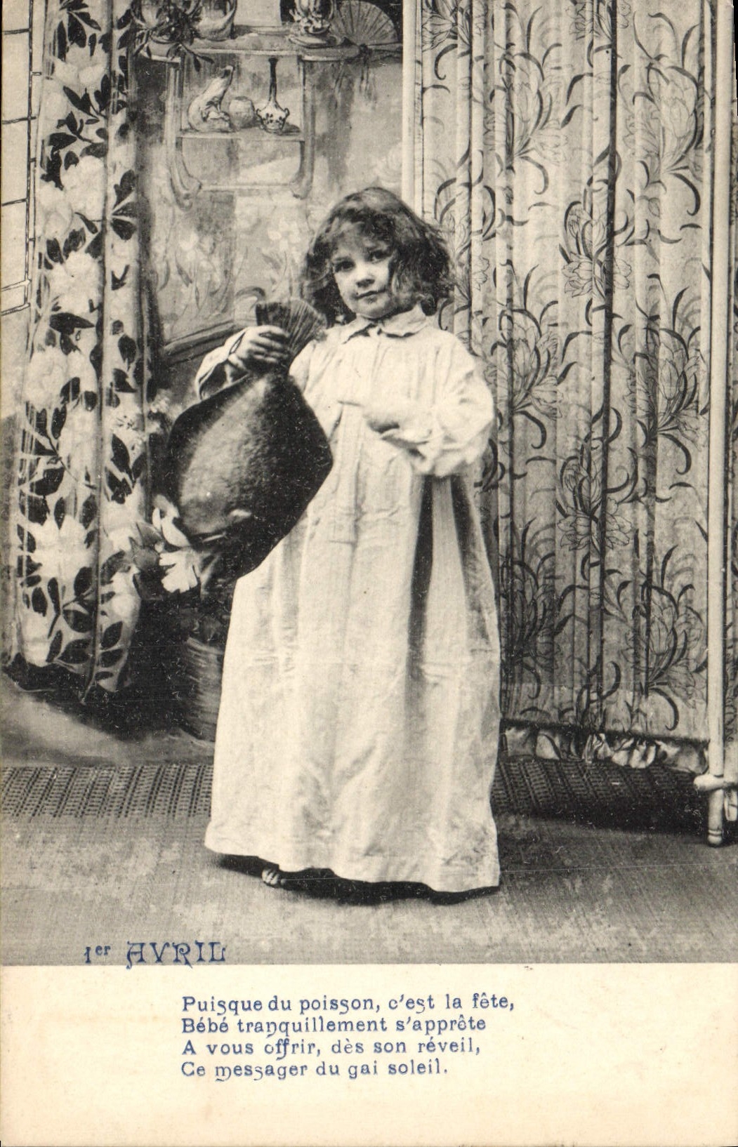 Vintage Postcard Fantasy Poisson April 1st Child Plate