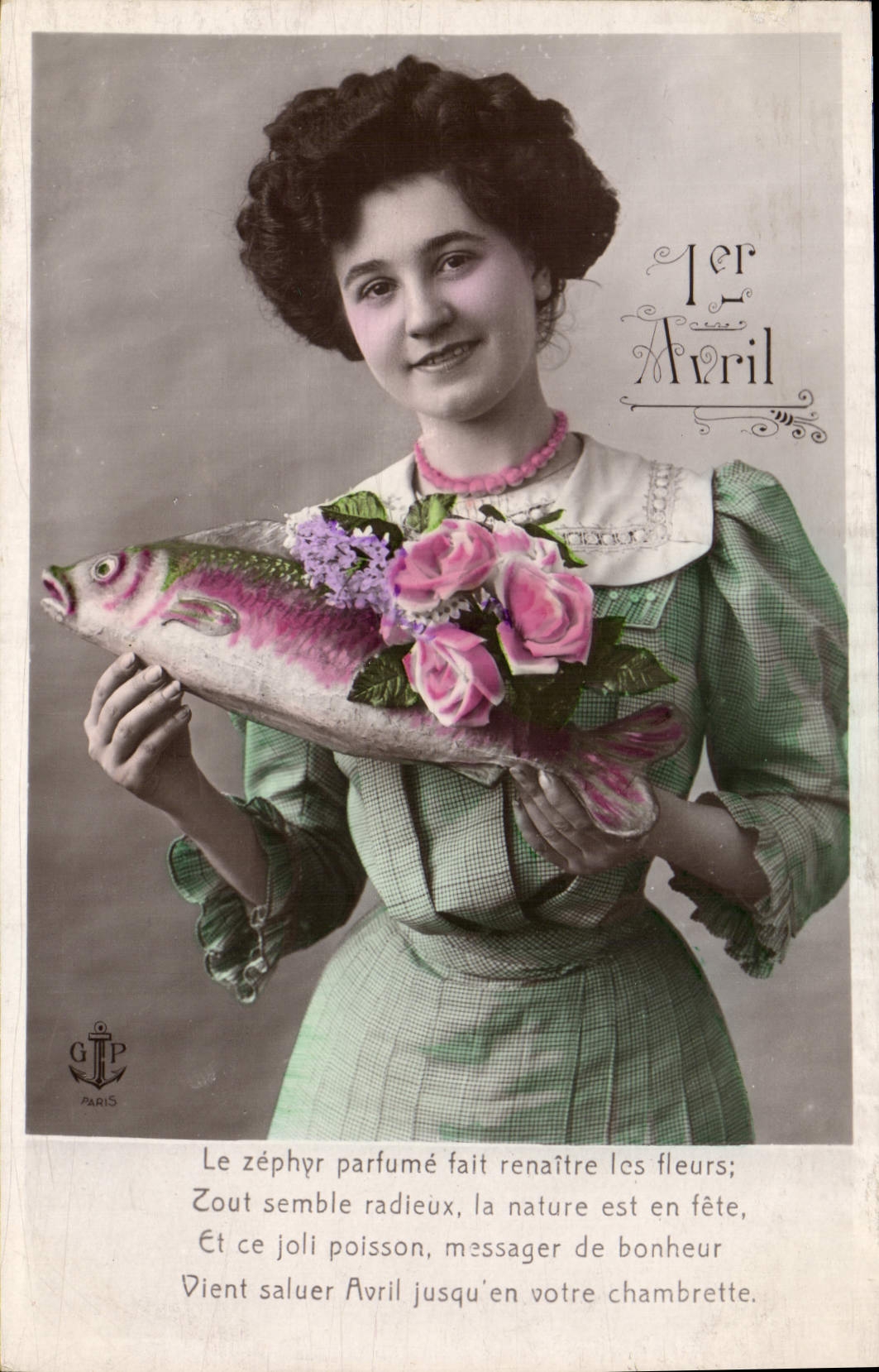 CPA Fantaisie Poisson 1er Avril Femme 