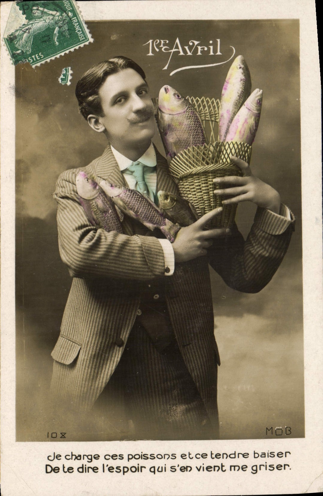 CPA Fantaisie Poisson 1er Avril Homme