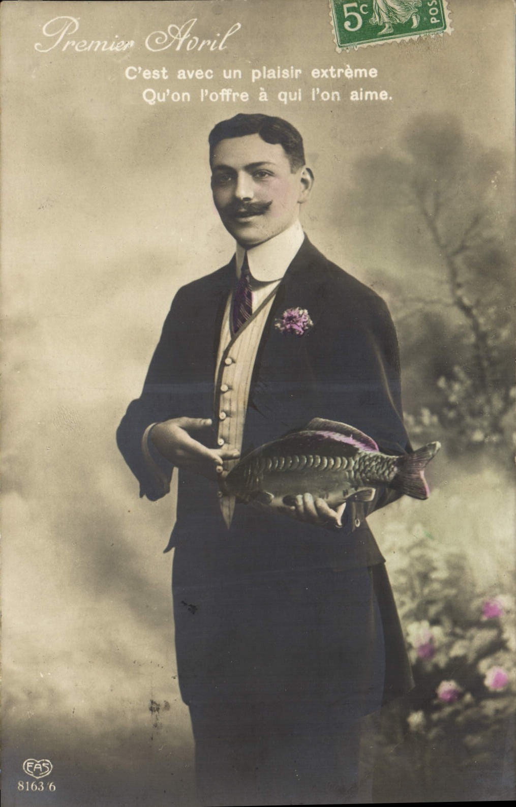 CPA Fantaisie Poisson 1er Avril Homme 