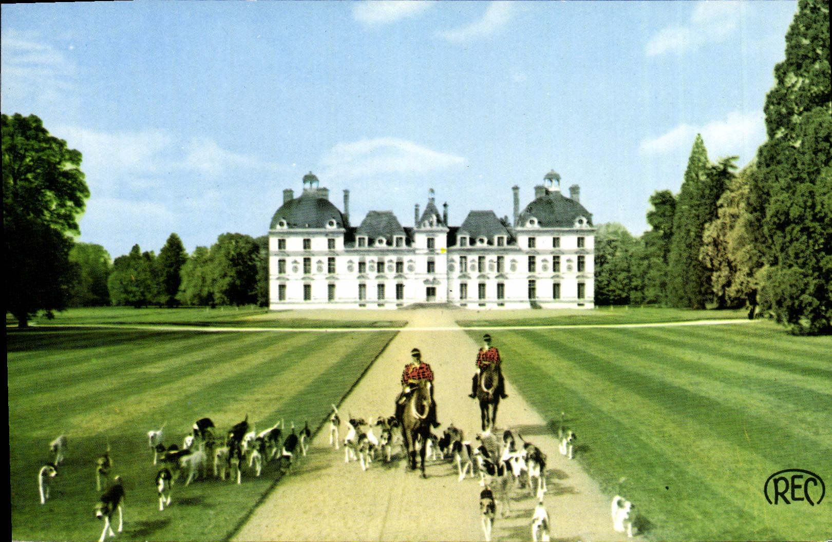 Vintage Postcard Abbaye of Be worth of Cernay One day of Hunting has courre Chiens Dog