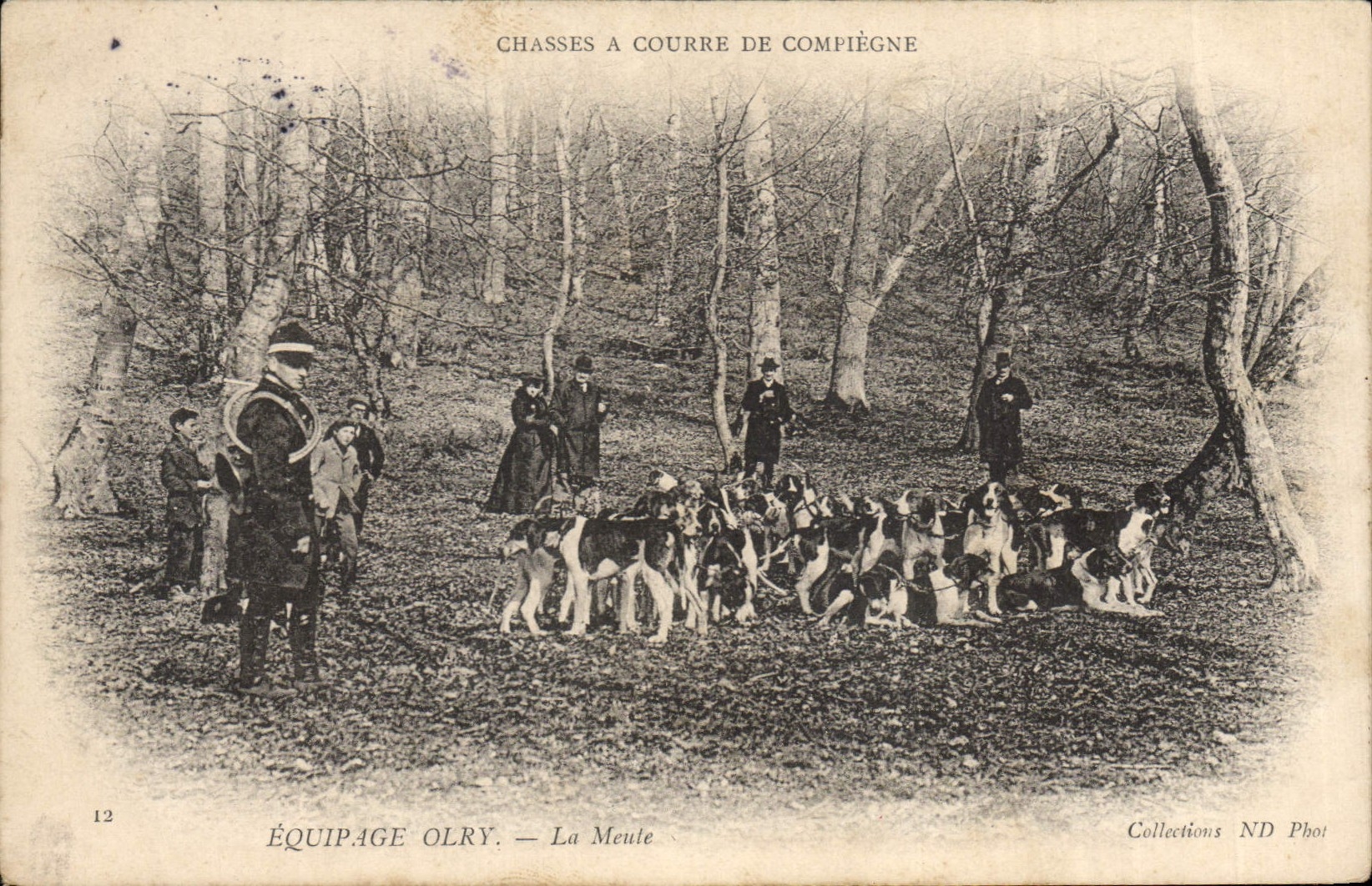 CPA Chasse a courre Equipage Olry Compiegne La meute 