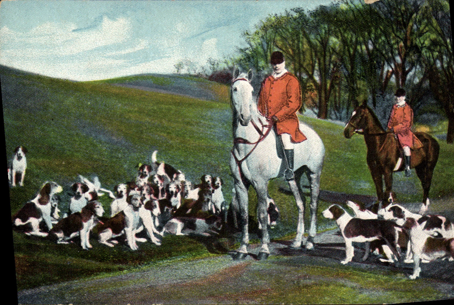 CPA Chasse a courre Chiens Chien 