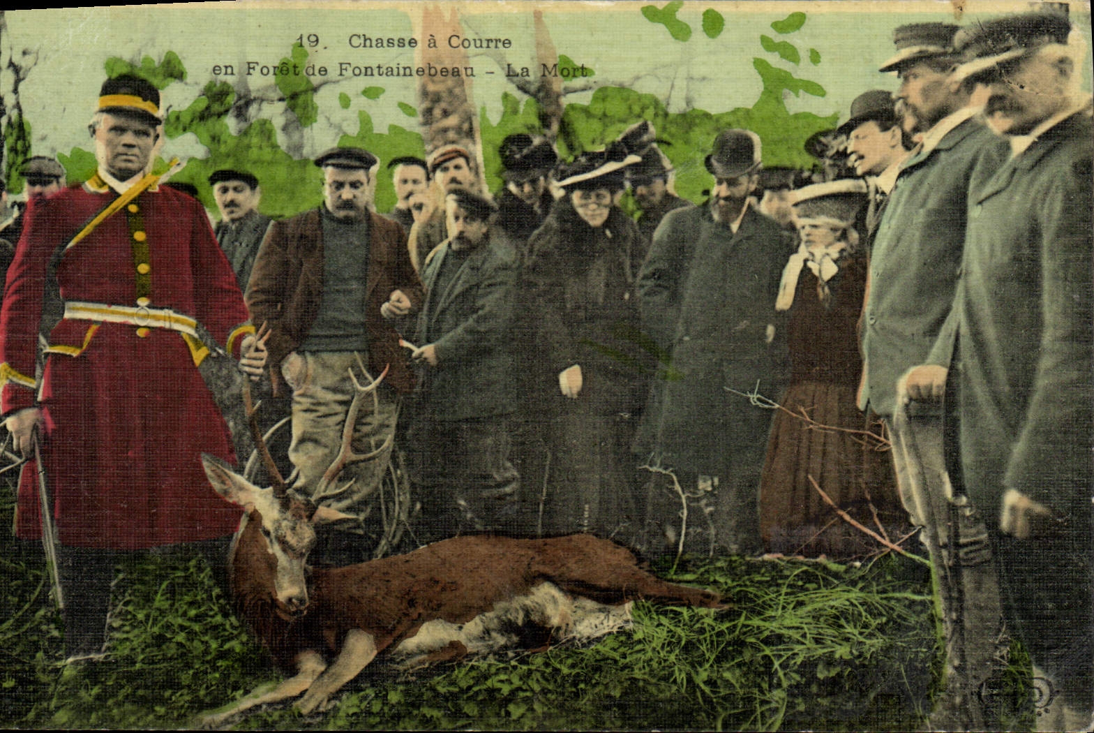 CPA Chasse a courre en Foret de Fontainebleau La mort (carte toilee) TOP