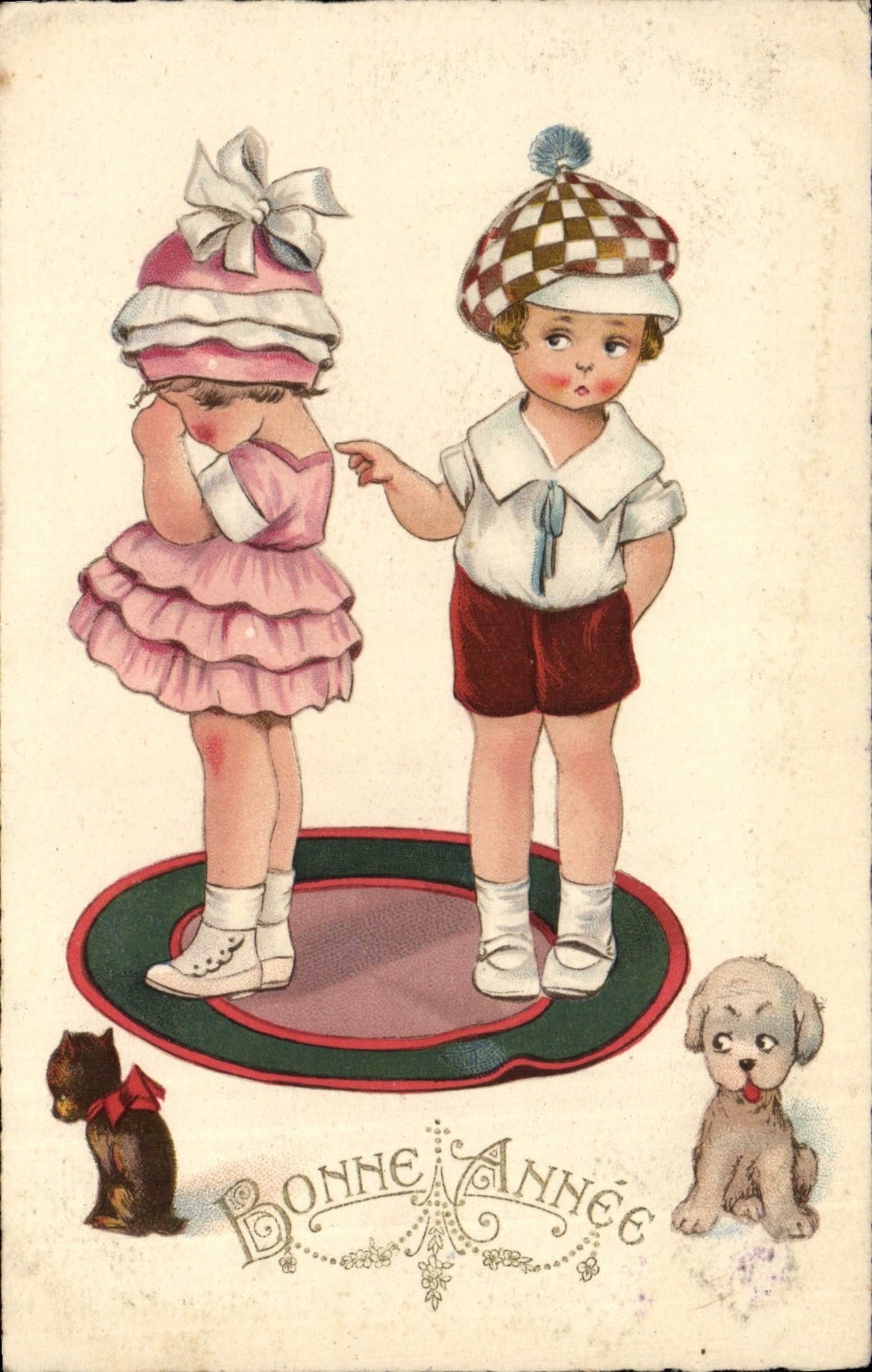 CPA Fantaisie Enfants Chien 