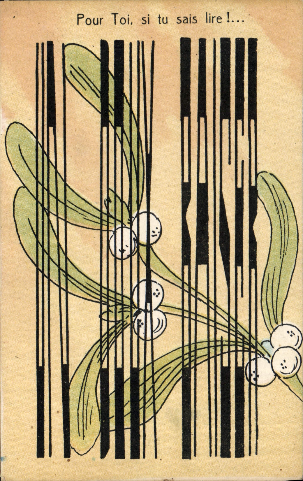 Vintage Postcard Fantaisie For you if you can read Fleurs